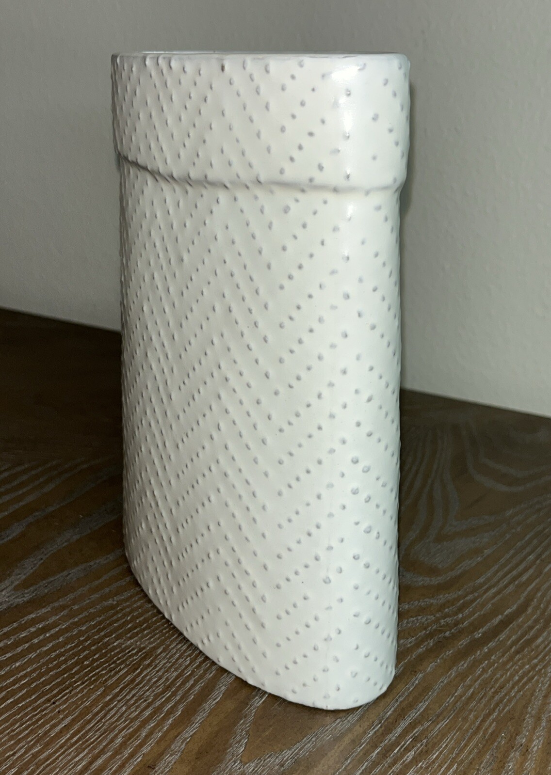 Hearth & Hand Magnolia White Stoneware Vase Textured Chevron Dot Patter 8.25” T