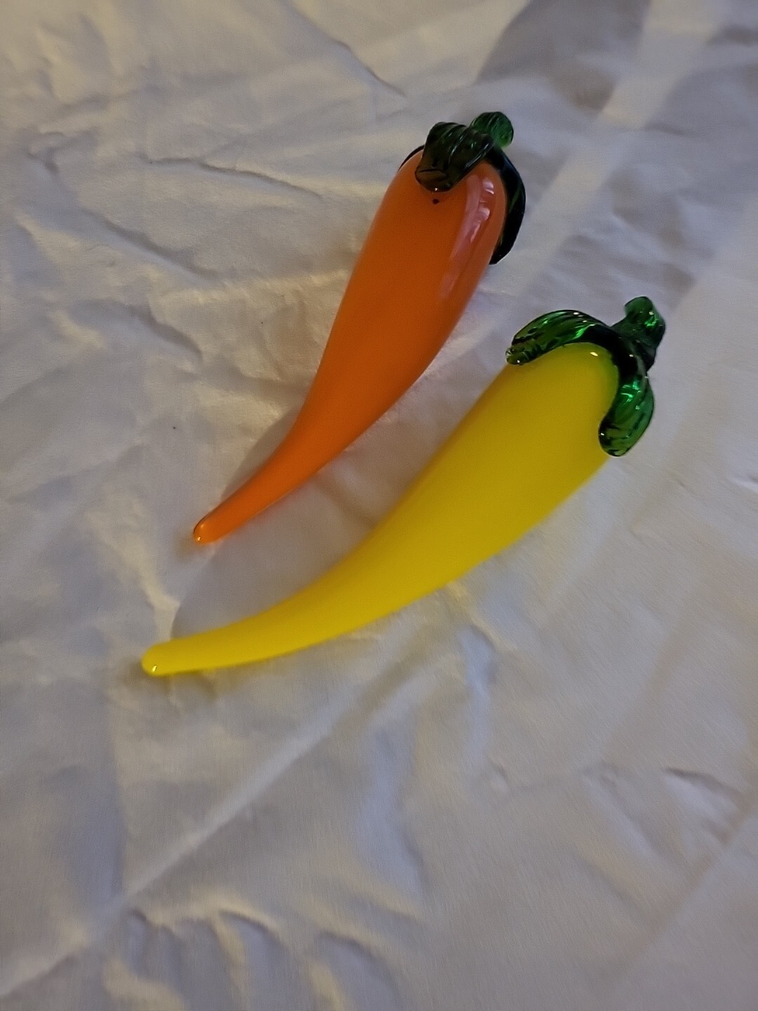 Glass Hot Peppers Orange And Yellow Hand Blown Unmarked A Must Have