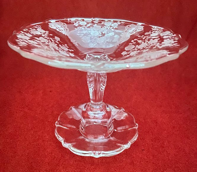 Cambridge Rose Point Crystal Candle Holder /Compote Vintage Set of 2