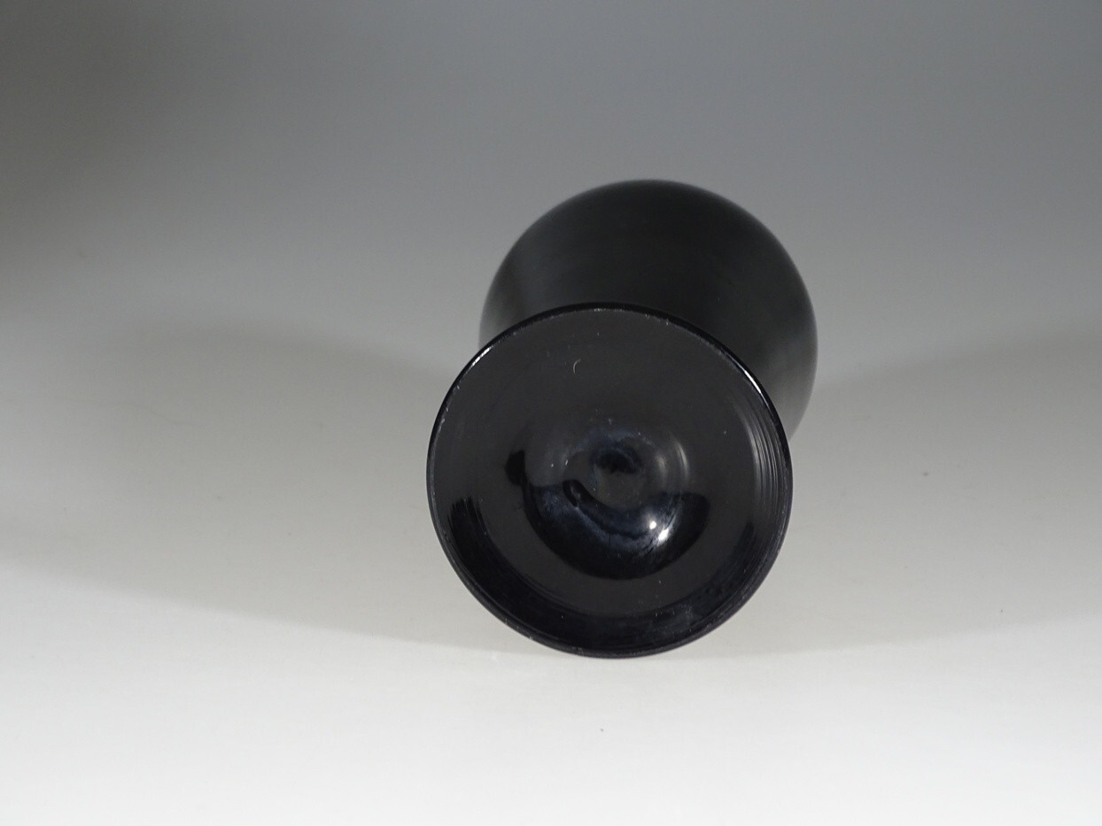 Deco Tiffin Black Glass #151 Cupped Dahlia Vase c.1930