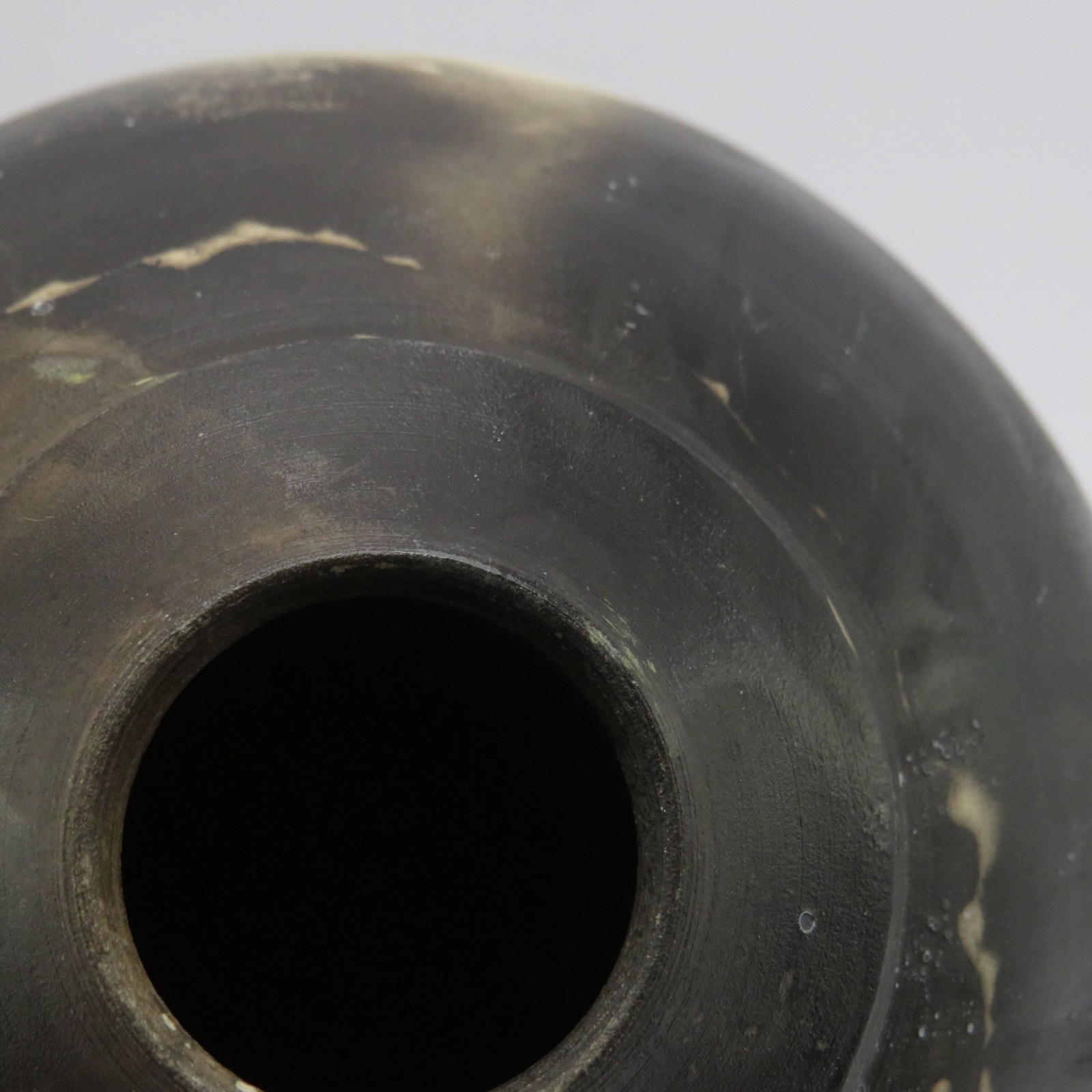 Raku Black/White Signed Studio Pottery Vase/Pot With a Cross Native Amer. STYLED