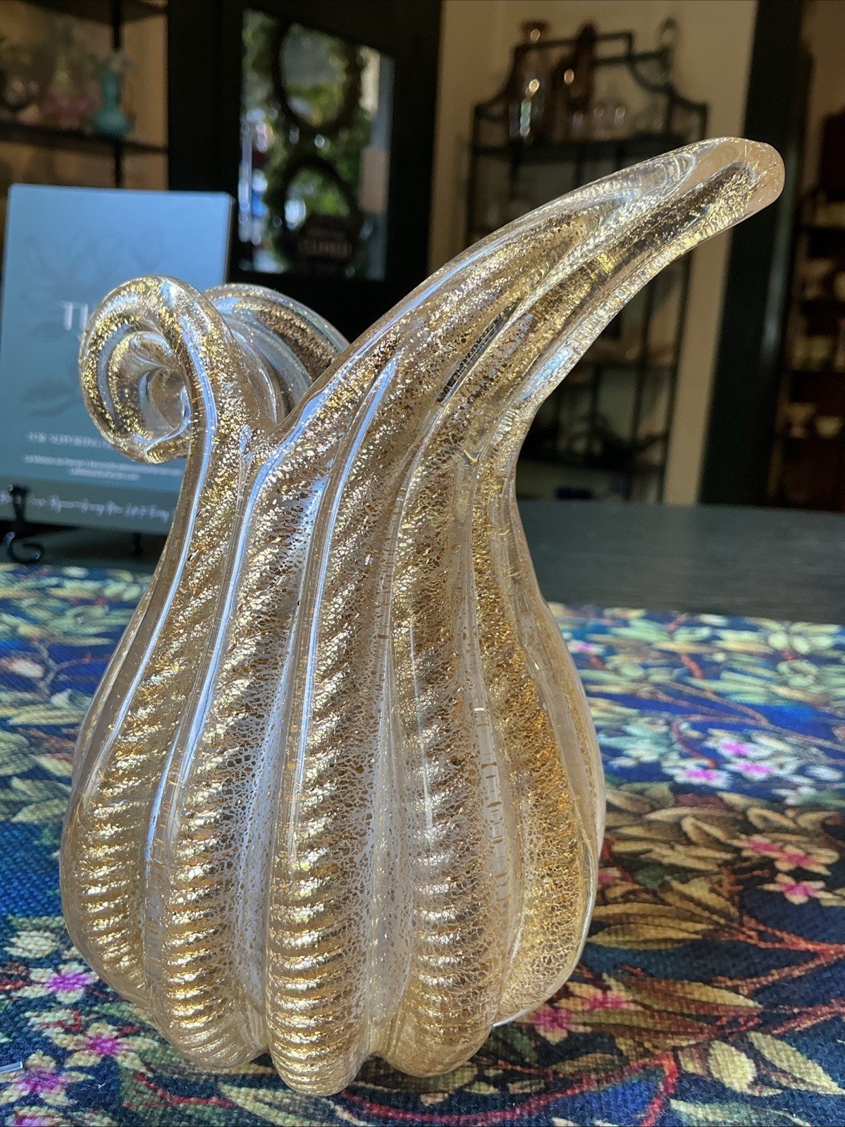 Barovier Toso Murano Art Glass Vase Cordonato d’Oro Gold Inclusion Rope Vintage