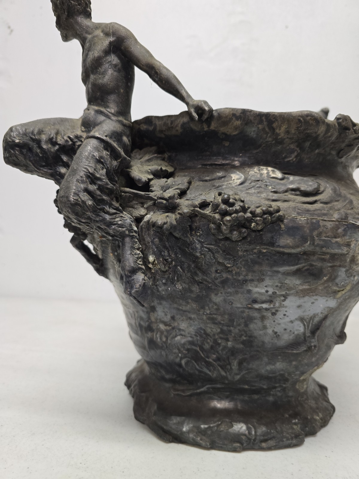 Antique Art Nouveau Pewter Satyr Cache-Pot Attributed to Hans Stoltenberg-Lerche