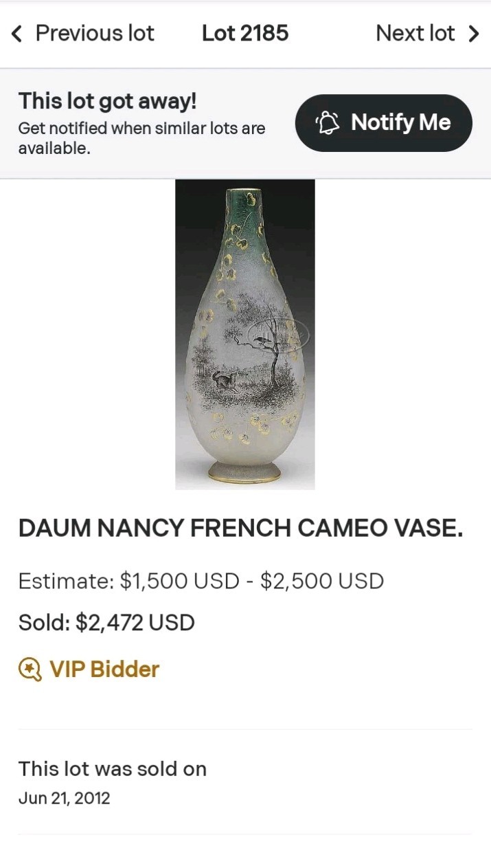 💥 RARE DAUM AESOP’S FABLE “THE FOX AND THE CROW” Acid Etched Cameo Enamel Vase