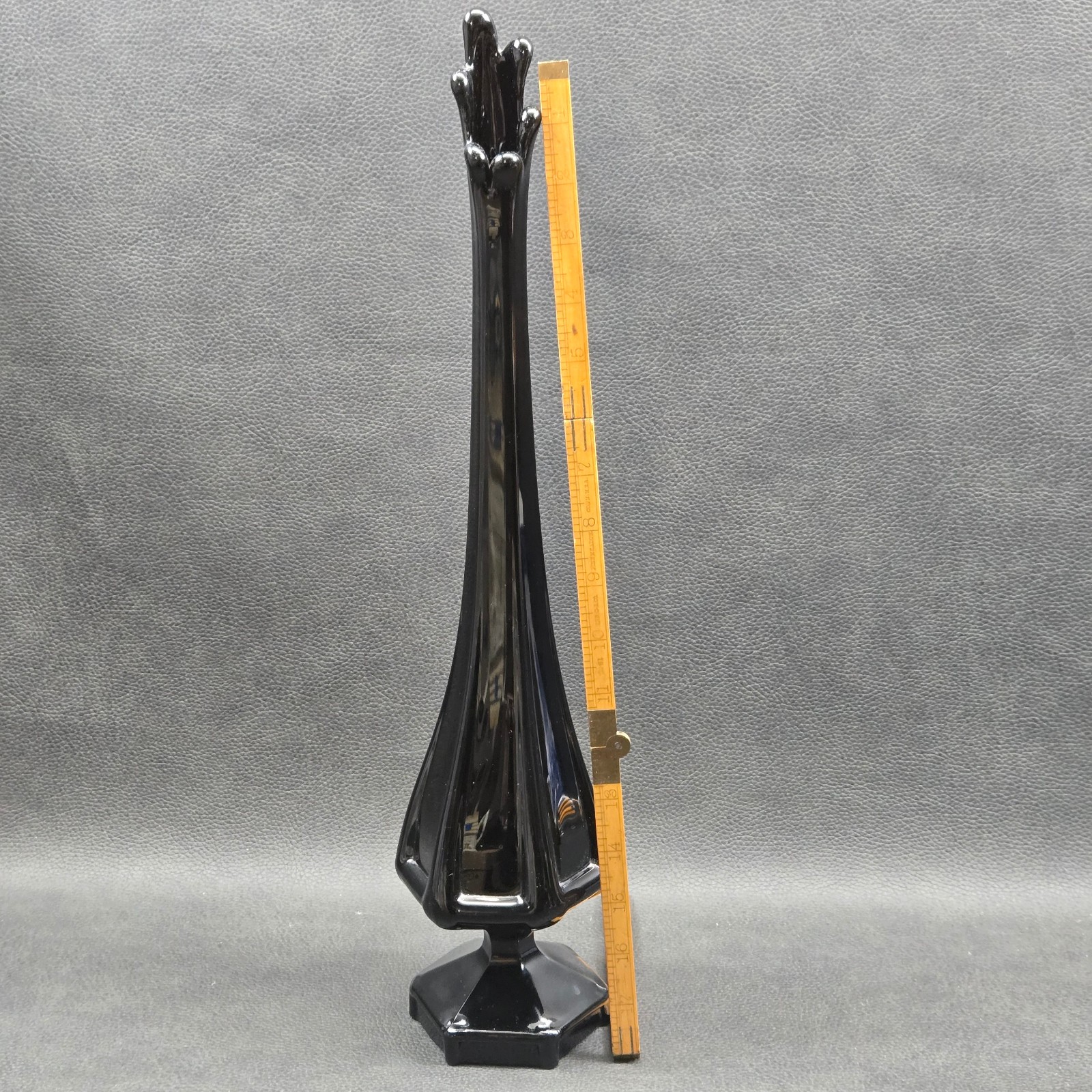 Viking Glass 19 Inch Epic Column 6 Sided Swung Vase in Rare Black Amethyst