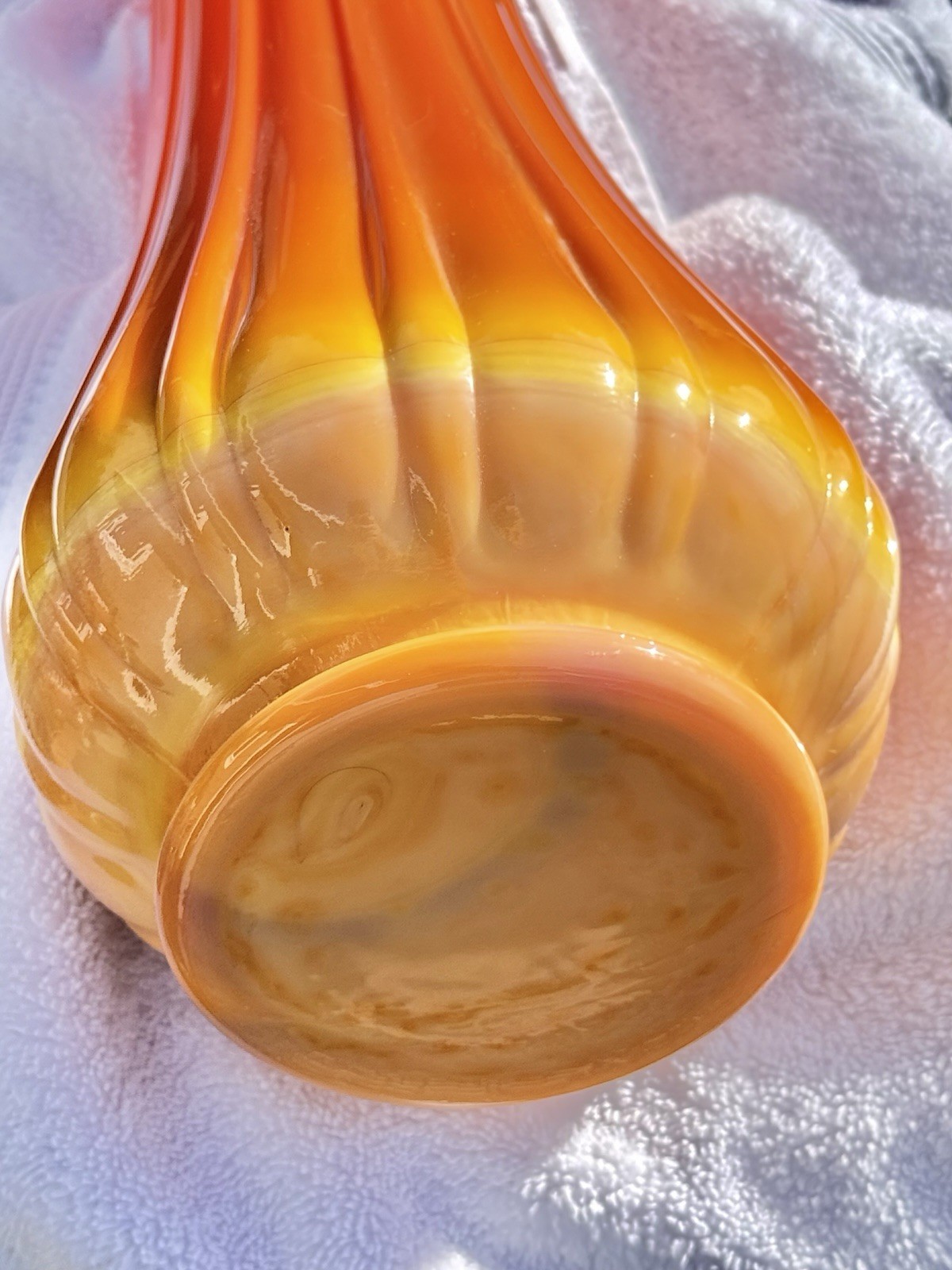 Vintage L.E. Smith Bittersweet Orange Swung Glass Vase – 23” Tall
