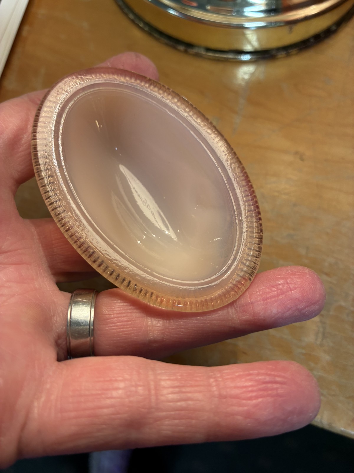 Vintage Degenhart Opal Pink Hen On Nest Chicken Glass Trinket Dish Retro