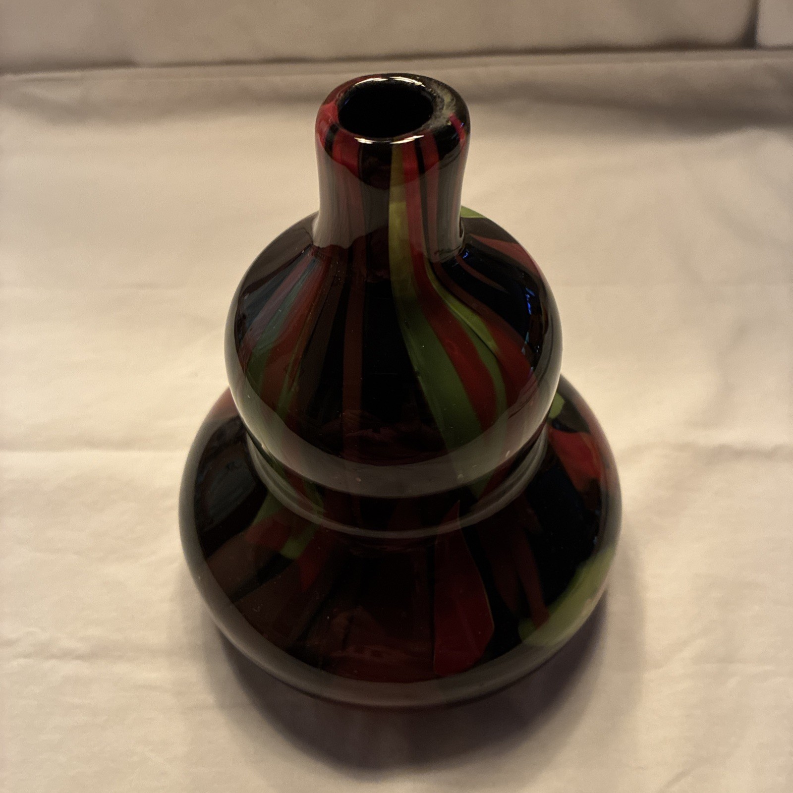 Vintage Murano Style Tutti Frutti Art Glass Vase. Polished Pontil Mark. 6.5 In.