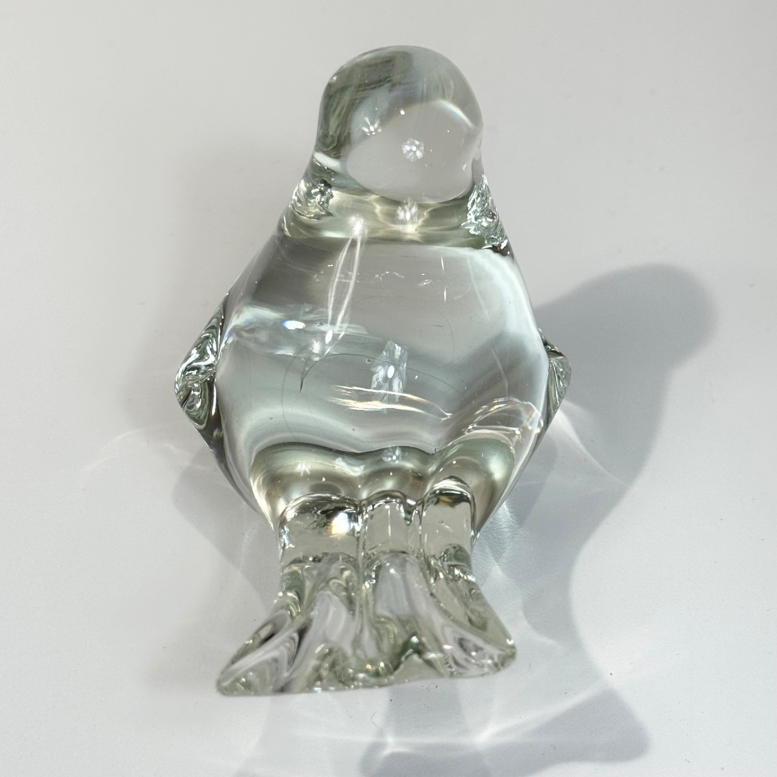 Art Glass Clear Bird Figurine Paper Weight 3 Inches Tall 4.25 Inches Long Decor