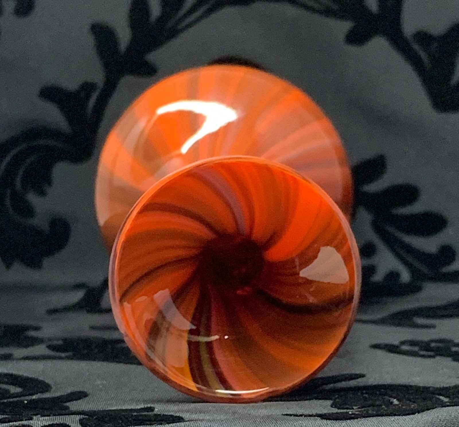 Bavarian Art Glass Vase Orange Swirl with Applied Black Snake Tango Style