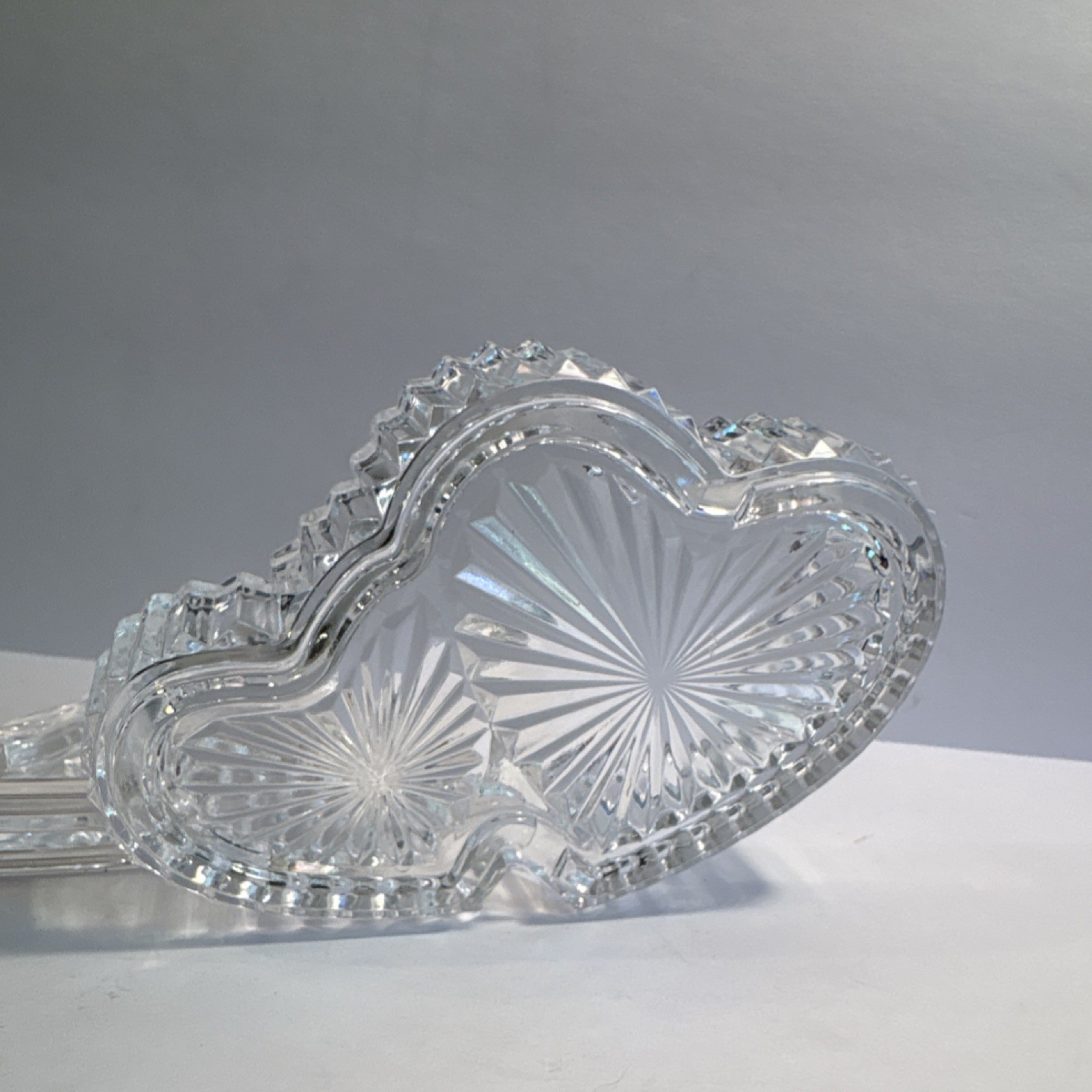 Clear Glass Double Heart Decorative Box with Lid Love Theme 2 Compartments