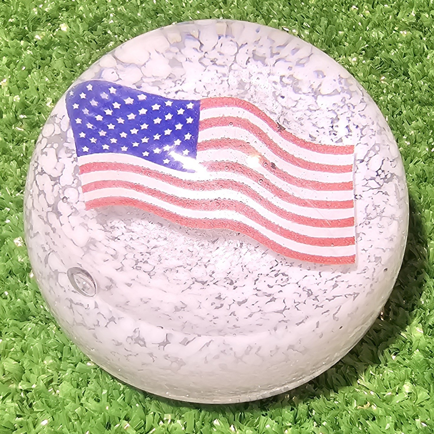 Vintage American Studio Art Glass American Flag Paperweight EUC