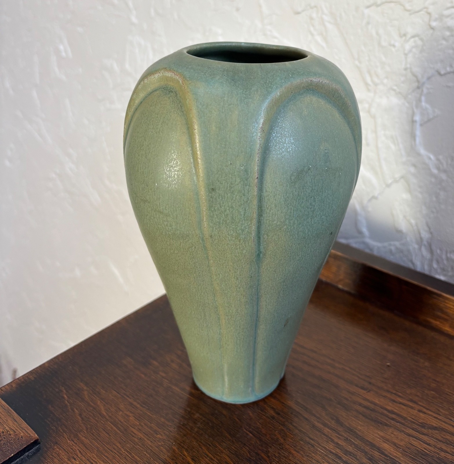 Pewabic Matte Green Pottery Vase Detroit Arts & Crafts 8.25”