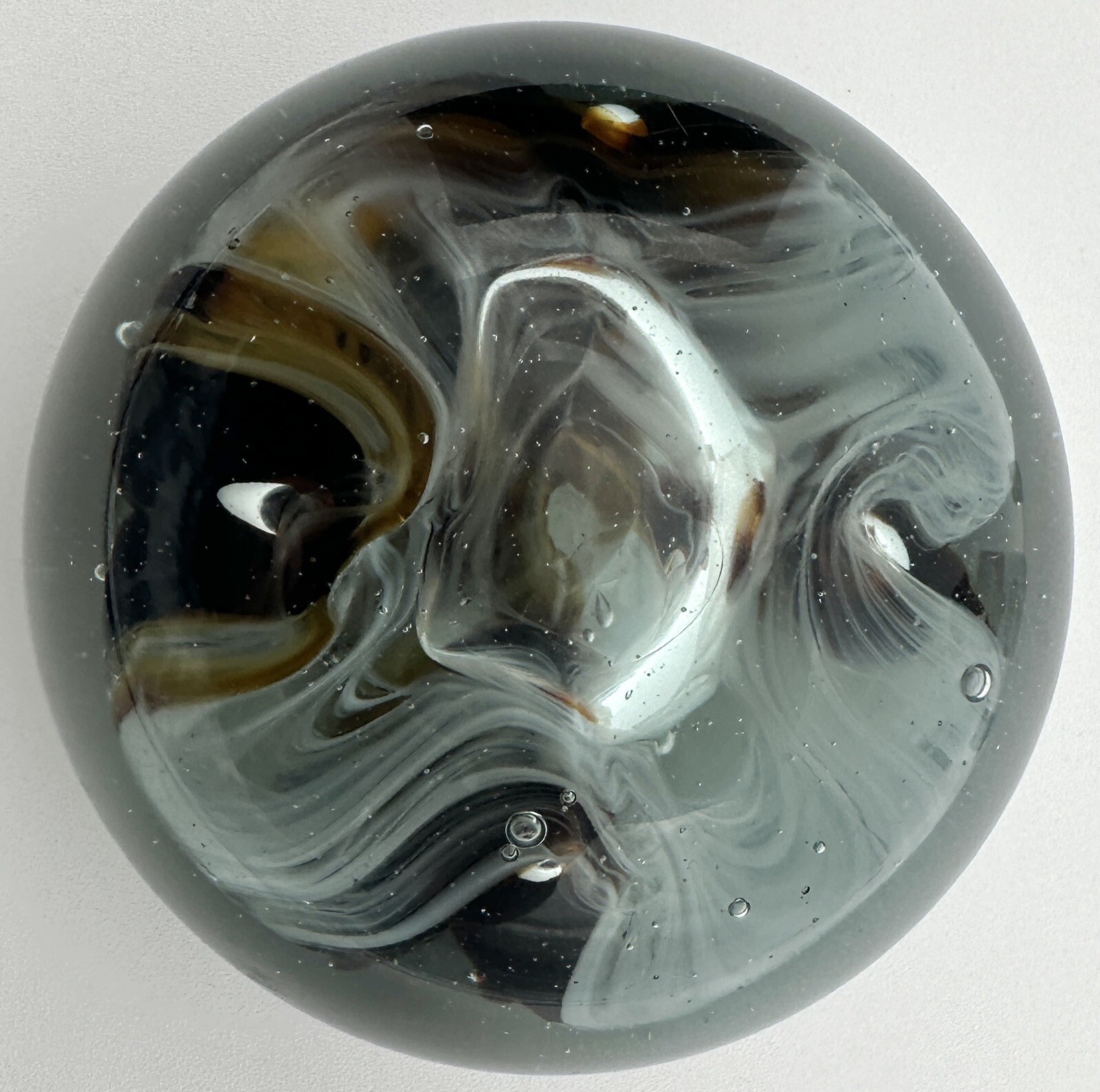 Art Glass Paperweight Abstract Flower Bubble Multicolor Brown