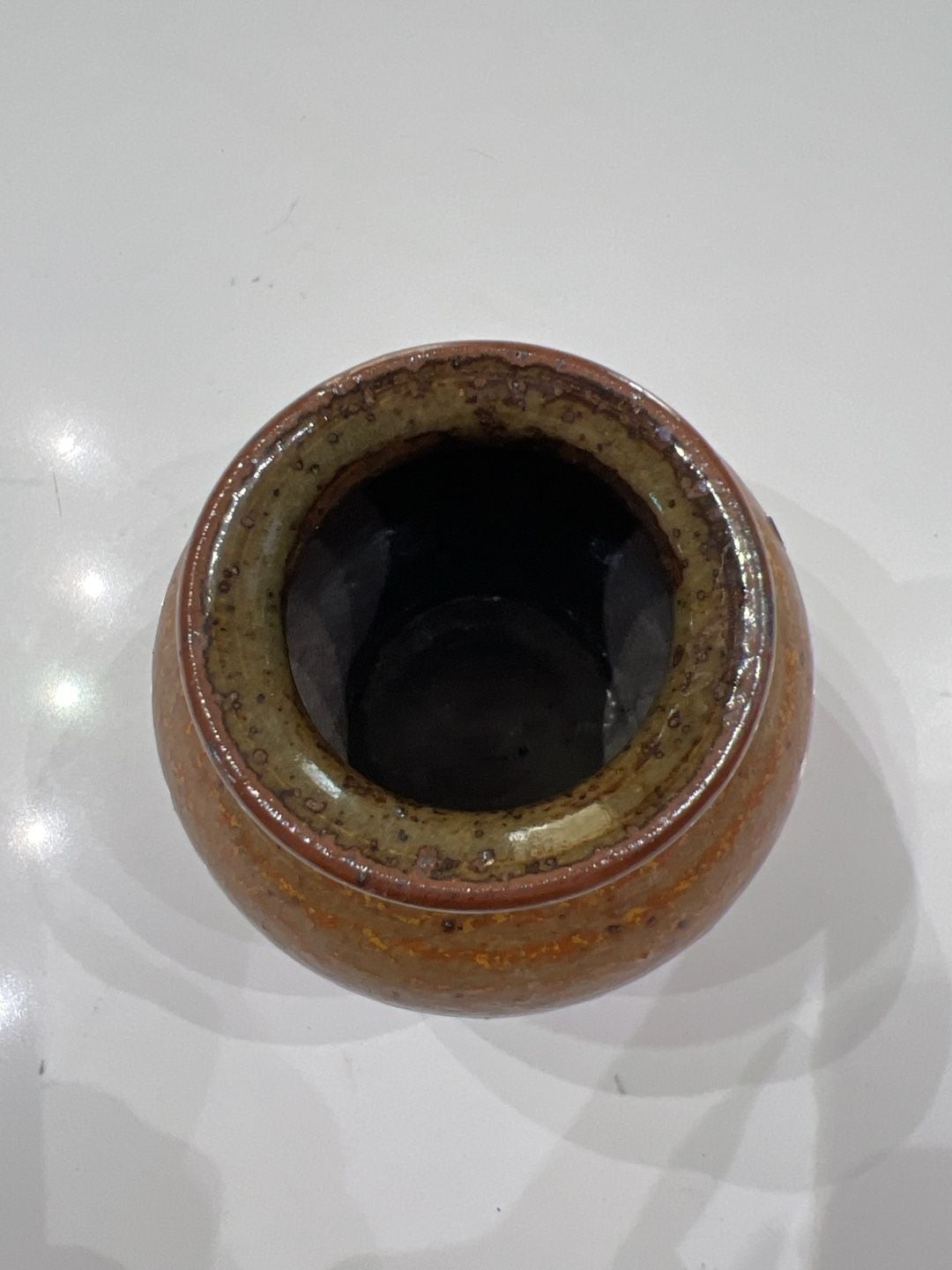 Vintage Hand-Thrown Brown Splatter Glazed Ceramic Bud Vase