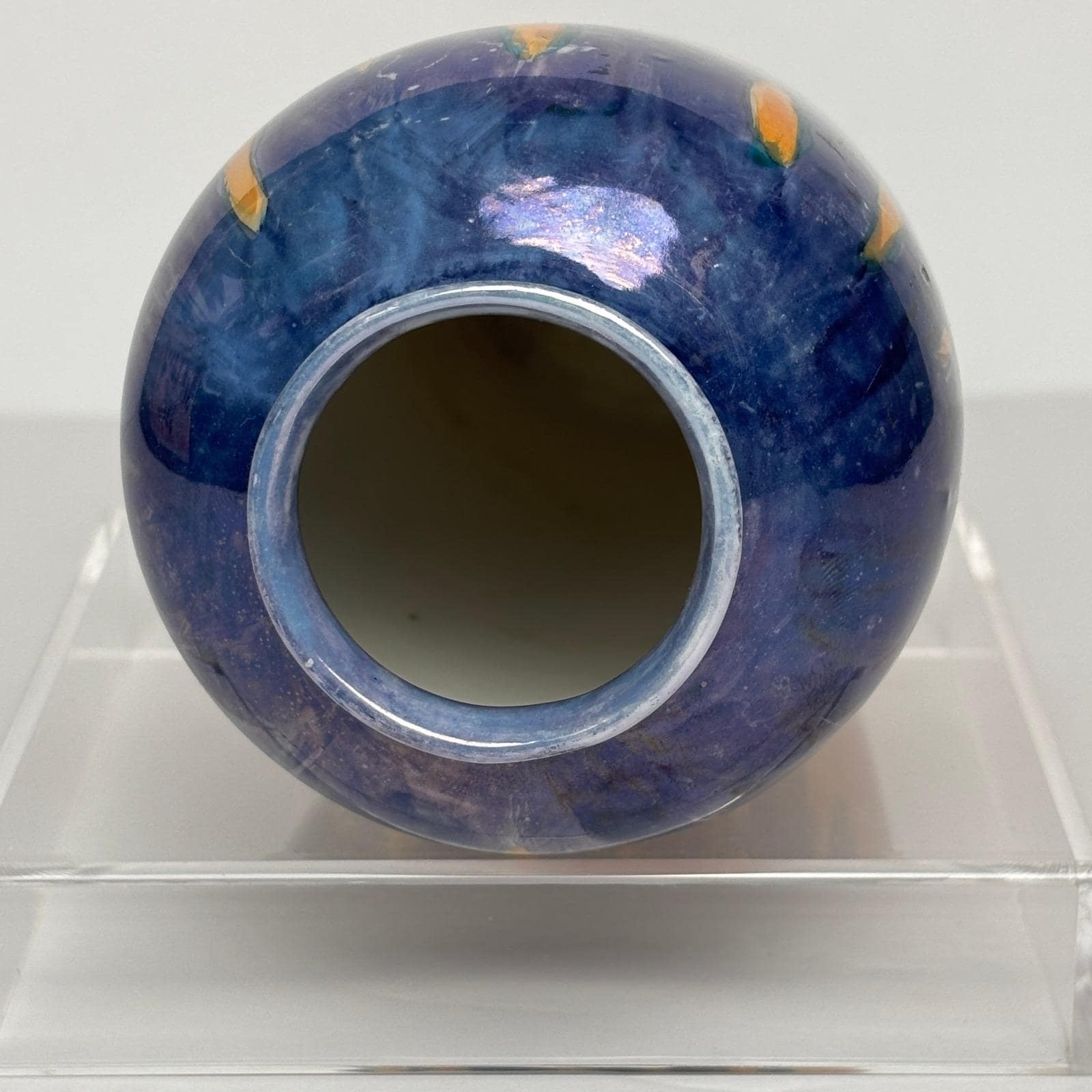 Hummel Vase 7.25″ Blue Orange Vintage Czecho-Slovakia Drip Glaze
