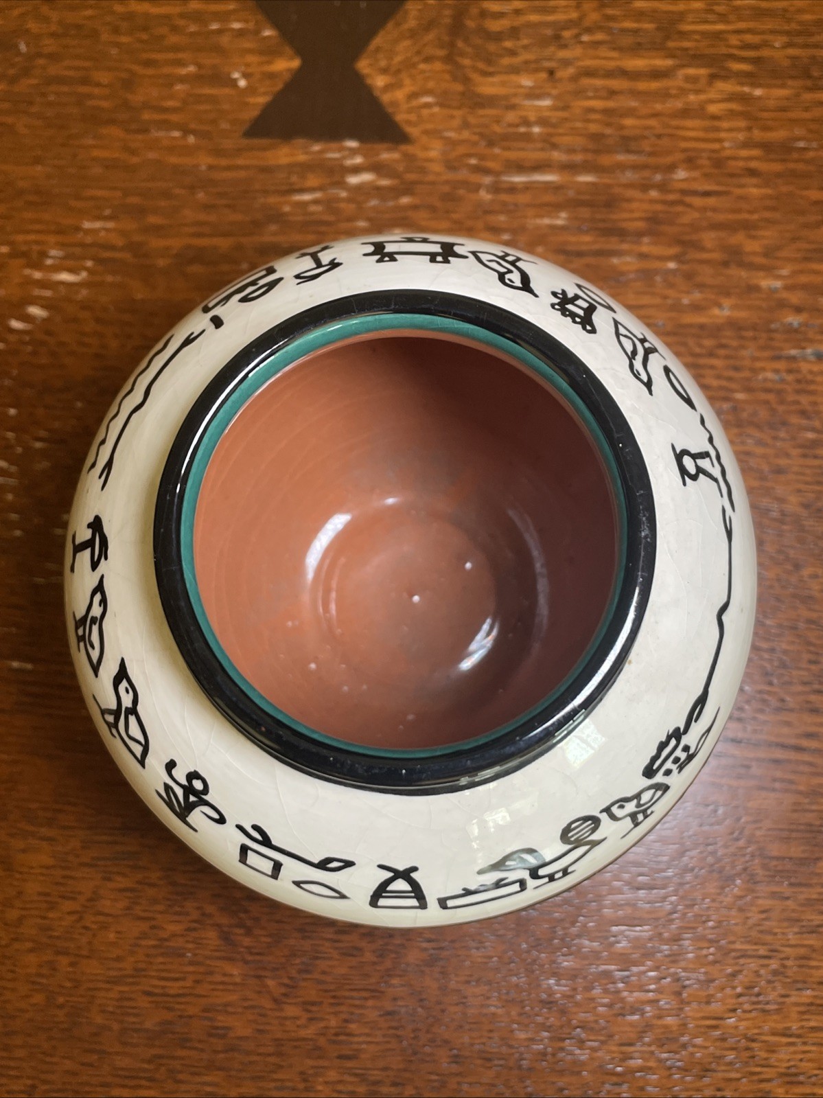 Vintage Egyptian Revival Pottery Vase Signed 4.5”x4.5”