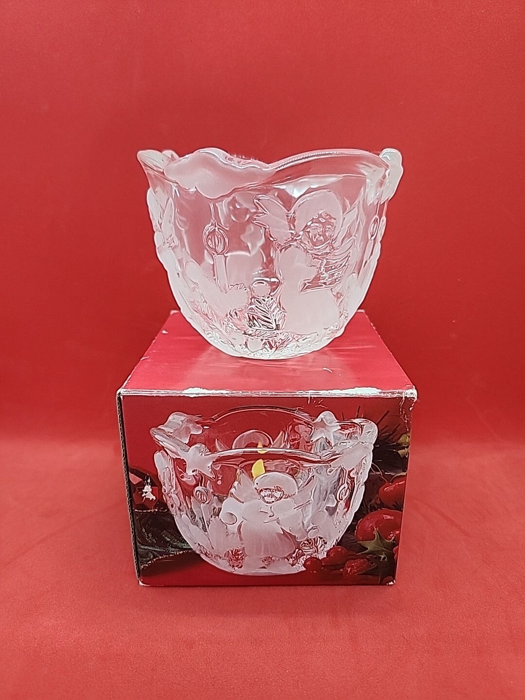 Mikasa Holiday Lights Votive Tea Light Candleholder Angels Christmas Germany