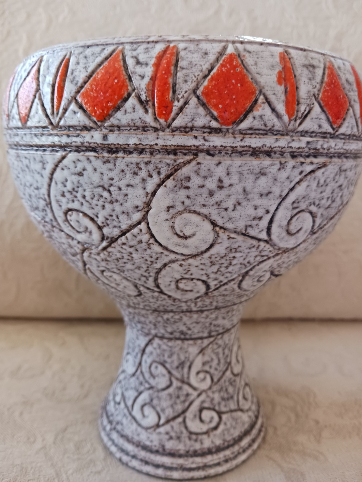 MCM Fratelli Fanciullacci Pottery Italy Planter Vase Bowl Orange Tan Bitossi Sty