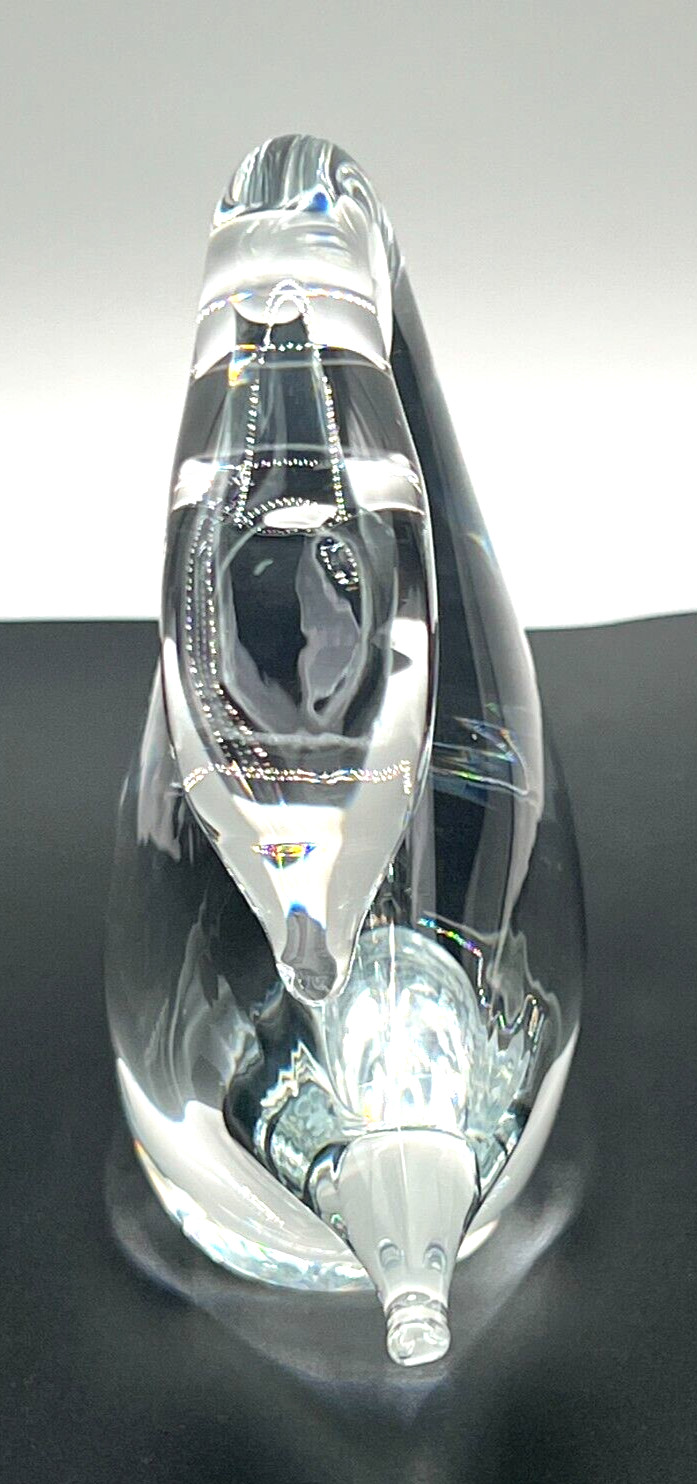 Marcolin Swedish Crystal Swan Art Glass Signed Hand Blown Murano Styled Glass