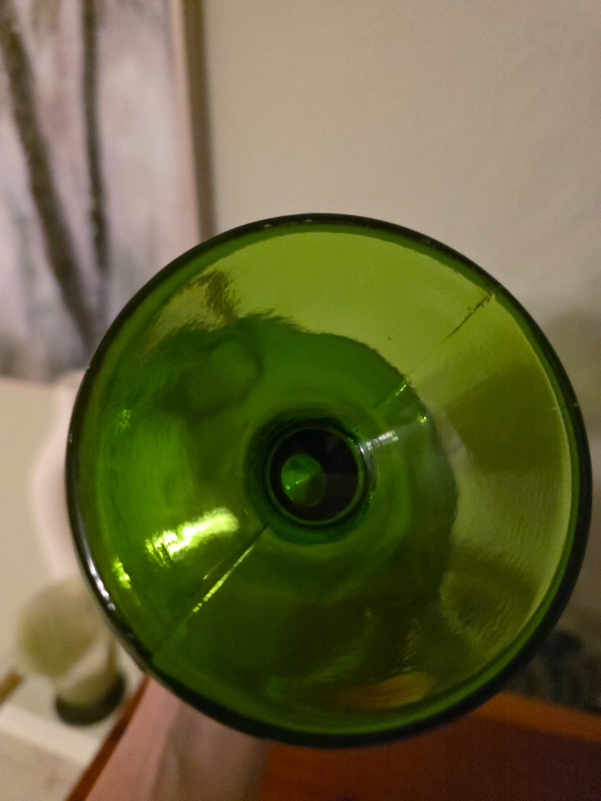 Vintage L.E. Smith Avocado Green Pedestal Swung Vase 16.5″ MCM Simplicity UV