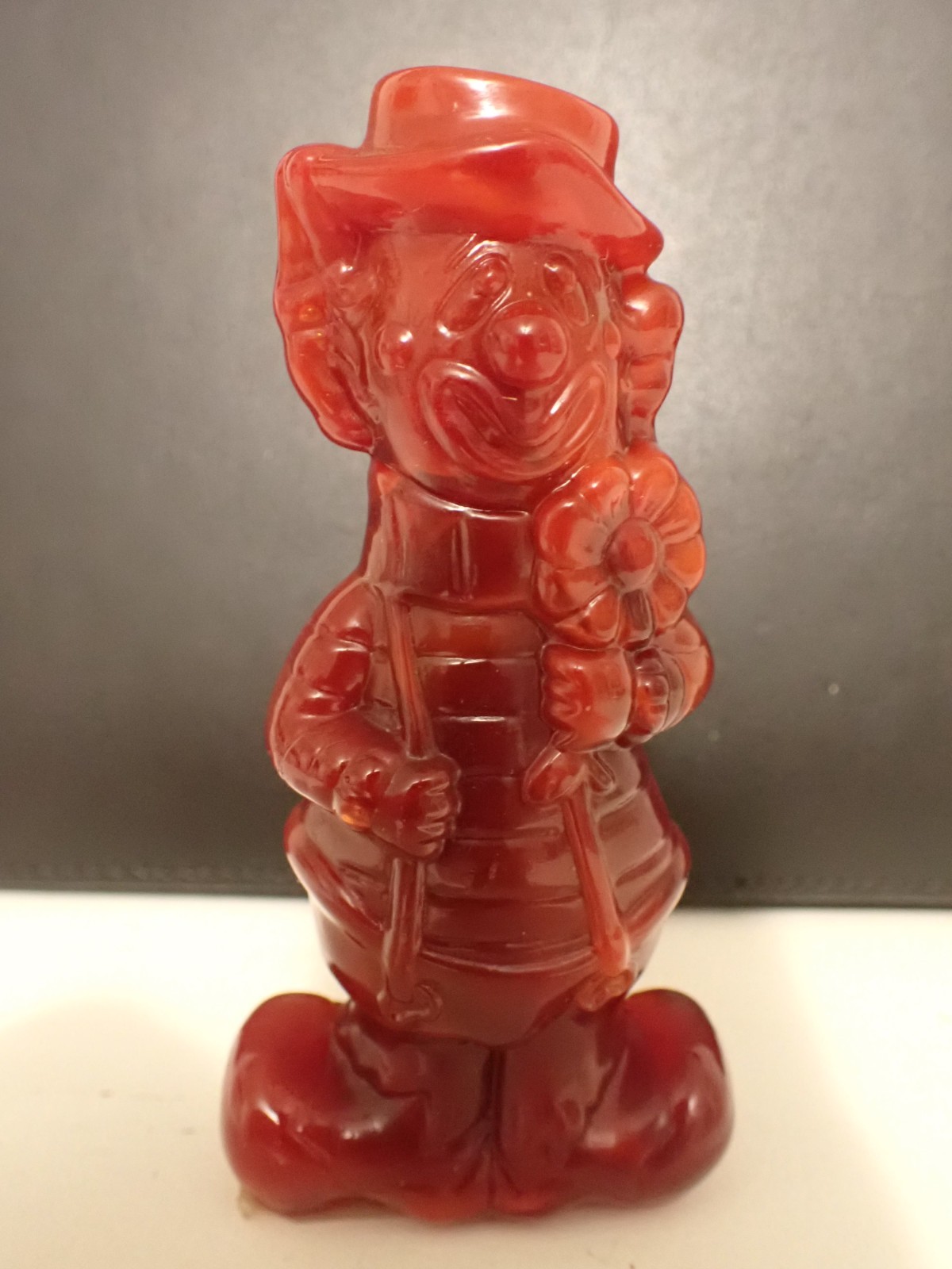 Boyd Glass Virgil Two Faced Happy Sad Clown Ruby Red Glass UV Glows