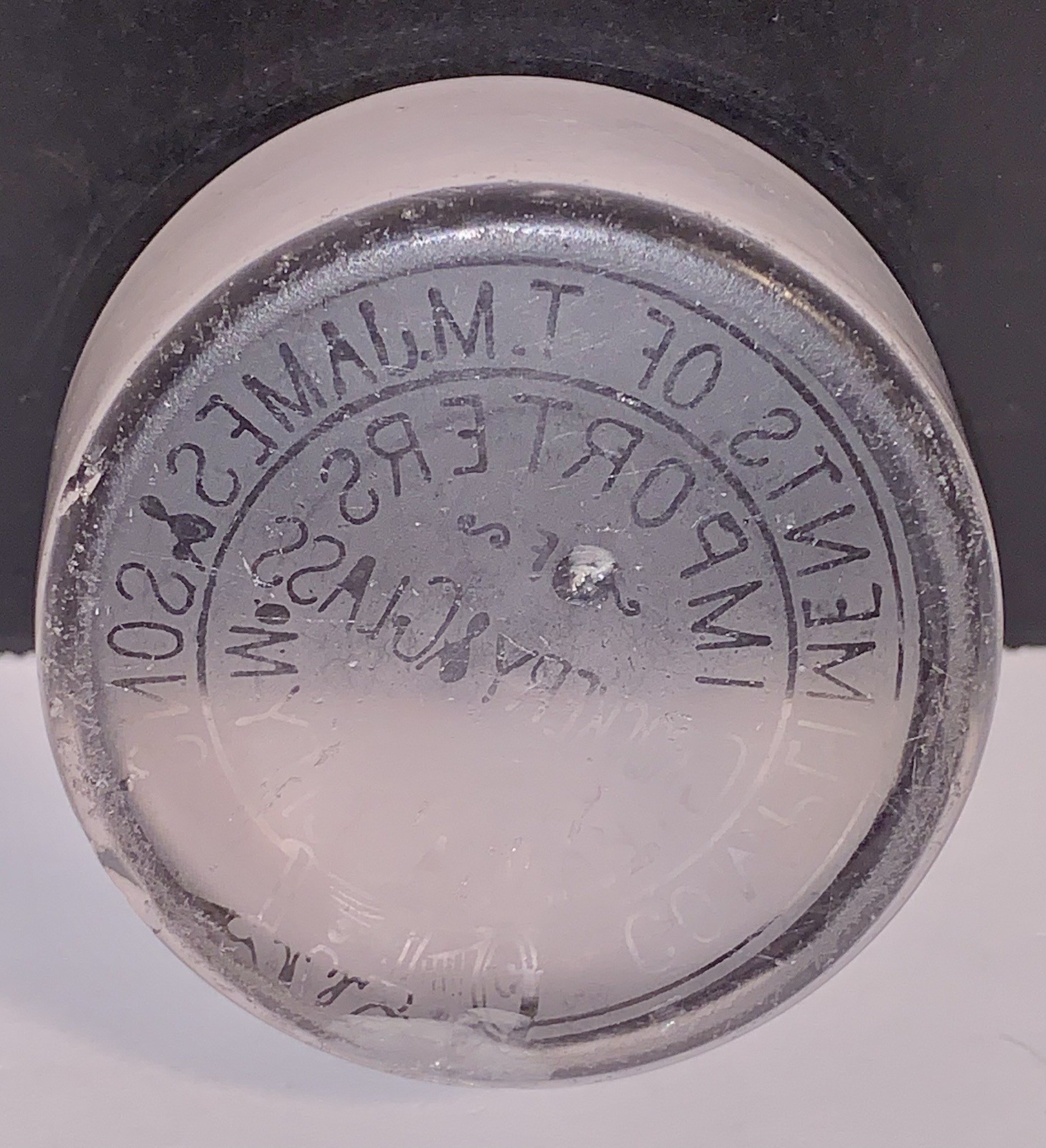 T.M. James & Sons Crockery & Glass Advertising Paperweight Kansas City Missouri