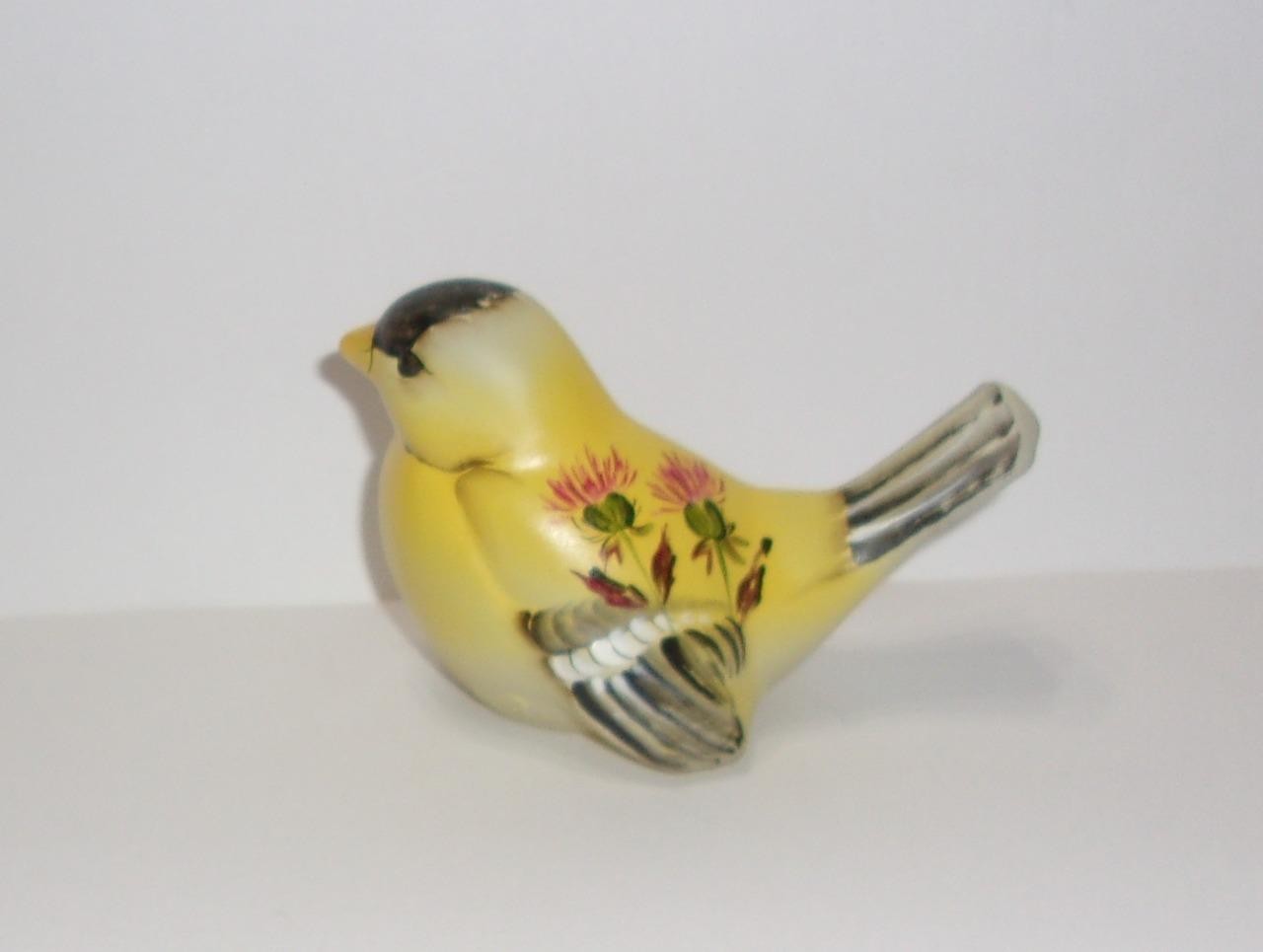 Fenton Glass Crystal Yellow Finch Thistle Song Bird Figurine Ltd Ed #18/25 Kibbe