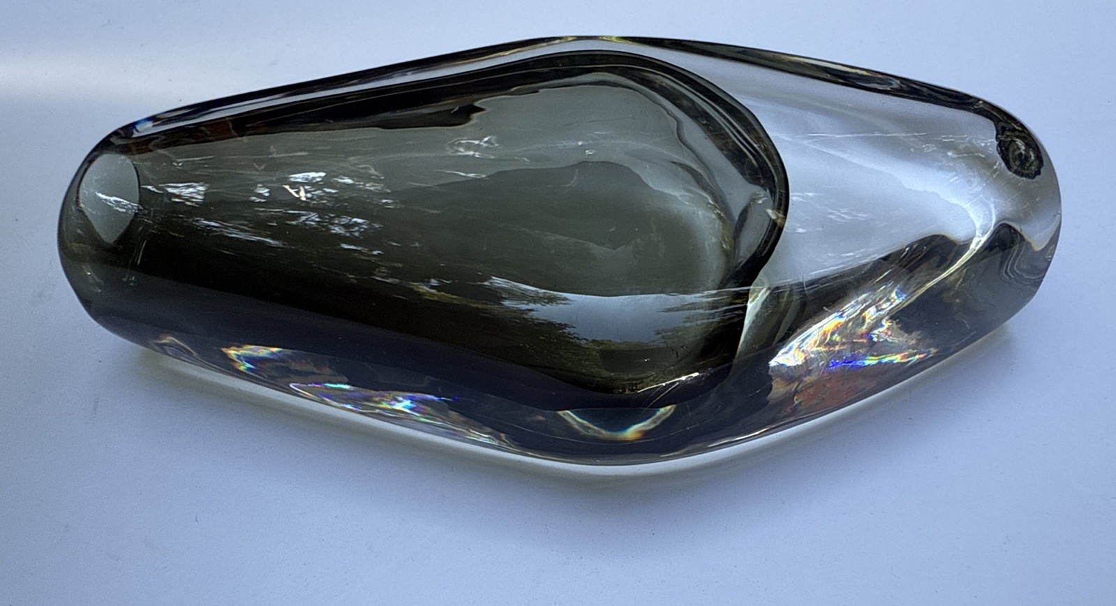 Orrefors – Nils Landberg Sommerso Clear and Smoke Glass 7-5/8″ Vase Signed