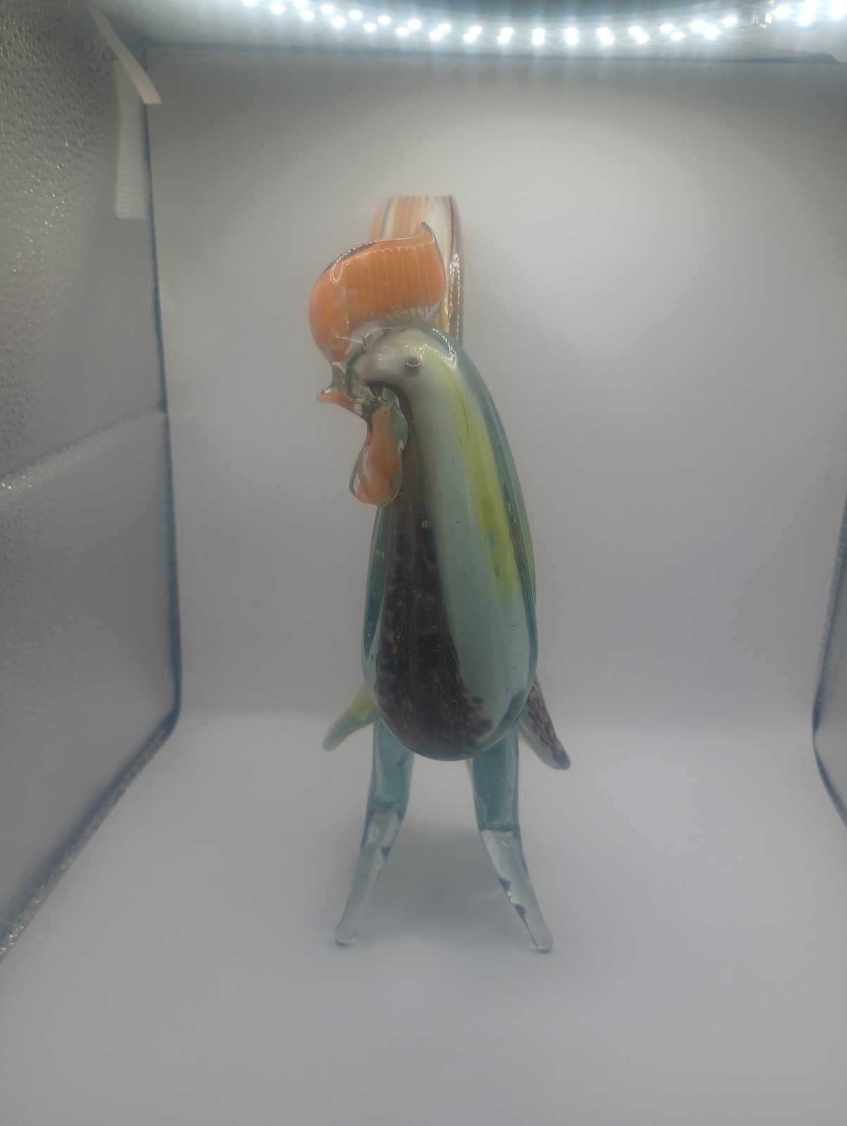 Rooster Glass Hand Blown Multicolor Vintage