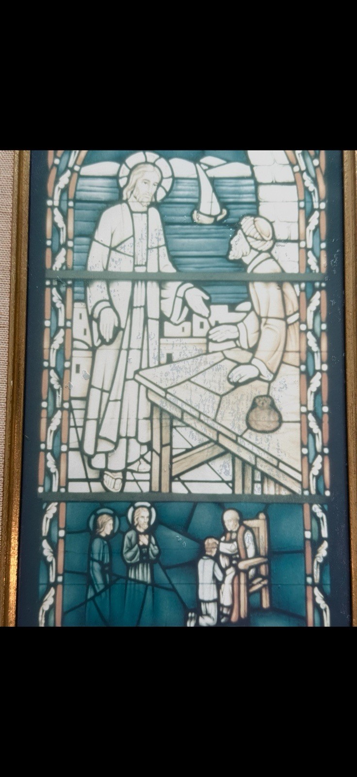 1968 Judson Studios Stained Glass Panel Episcopal Church Los Angeles