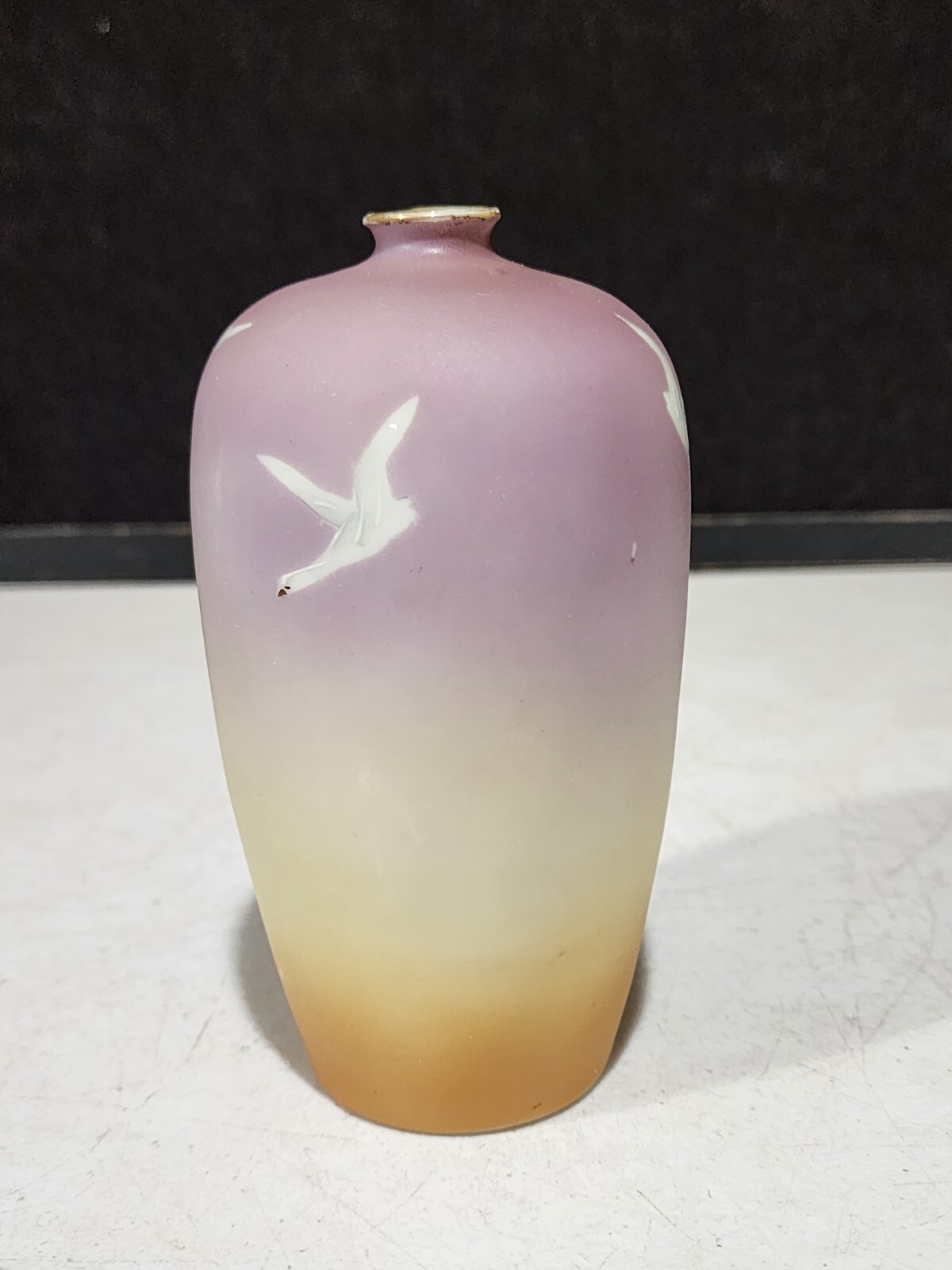 Antique Nippon Vase Ombre Fade 5 1/4″ Seagulls in the Sky