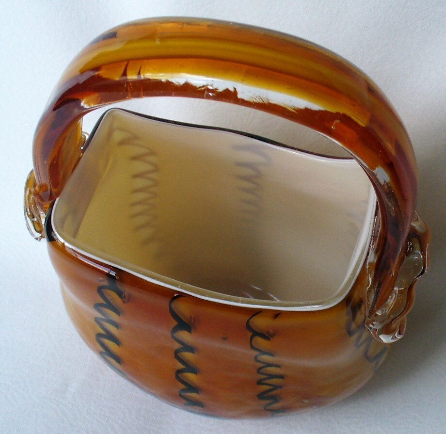 CASED~Art~GLASS~Block Crystal~DECORATIVE VASE~Handbag~HAND BLOWN~10.5″x6.2″