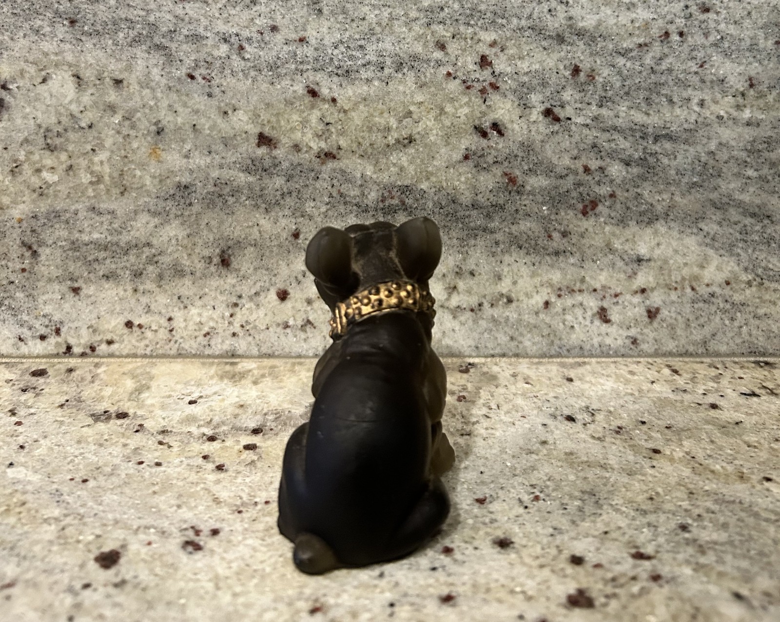 Vtg Westmoreland Black Amethyst Glass French Bulldog Figurine Rhinestones Label