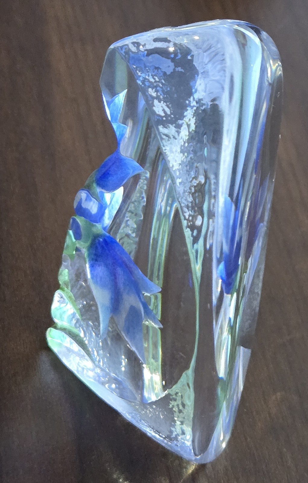 Crystal w/ Blue Flowers By Mats Jonasson Sweden Signed And Numbered Collectible