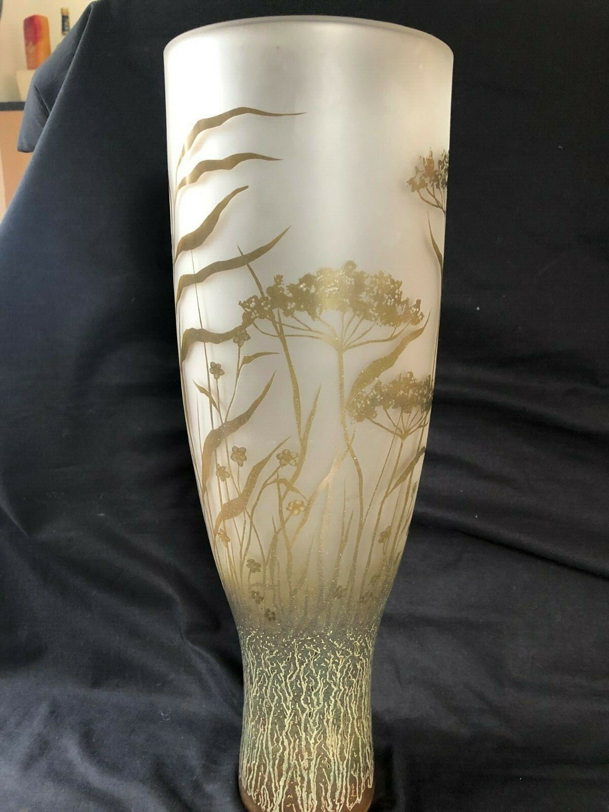 Antique DAUM style very large signed glass vase 17 “