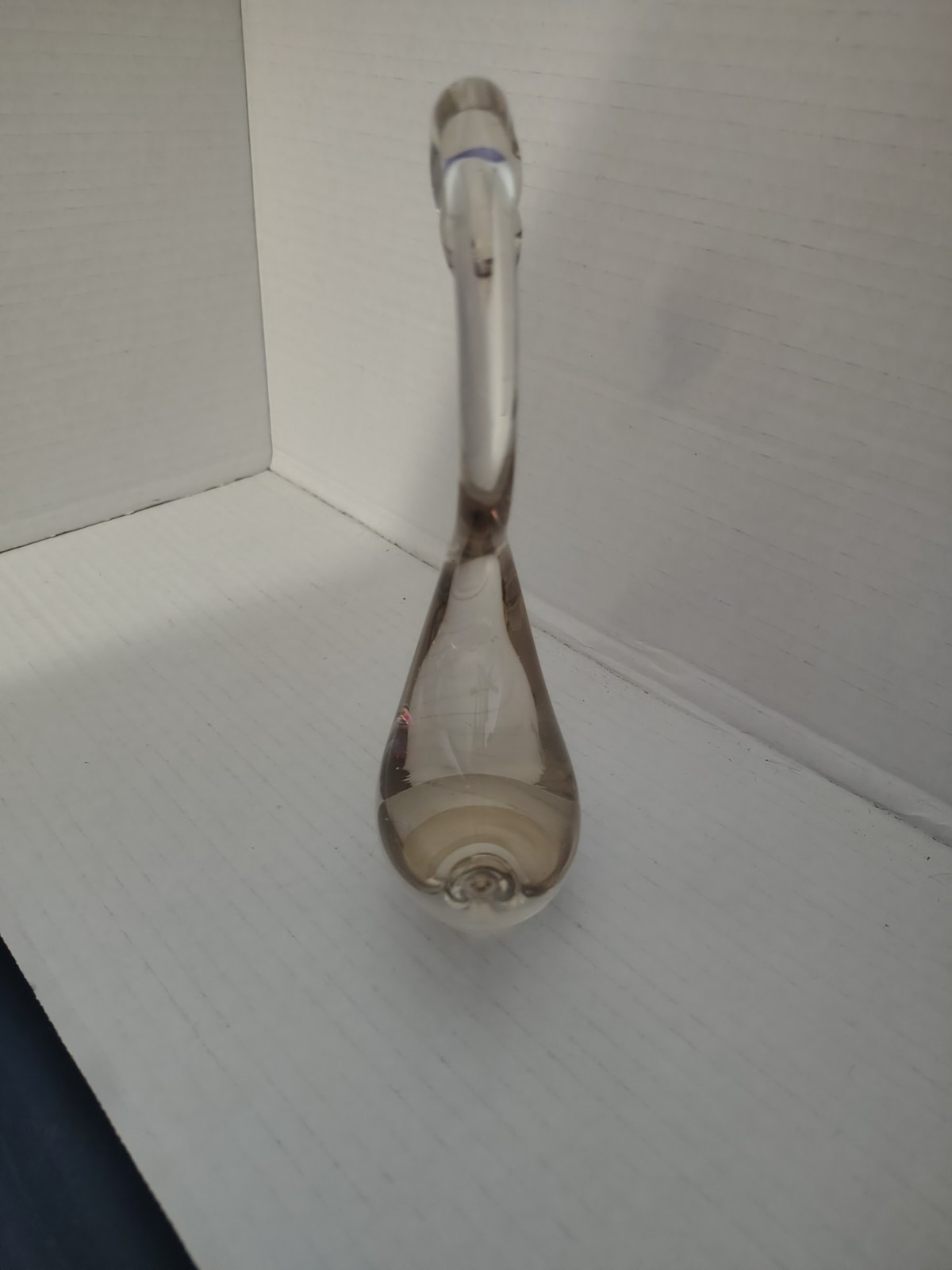 Vtg Maruri Art Glass Swan Figurine Clear Solid Crystal S Curve Bird Sculpture