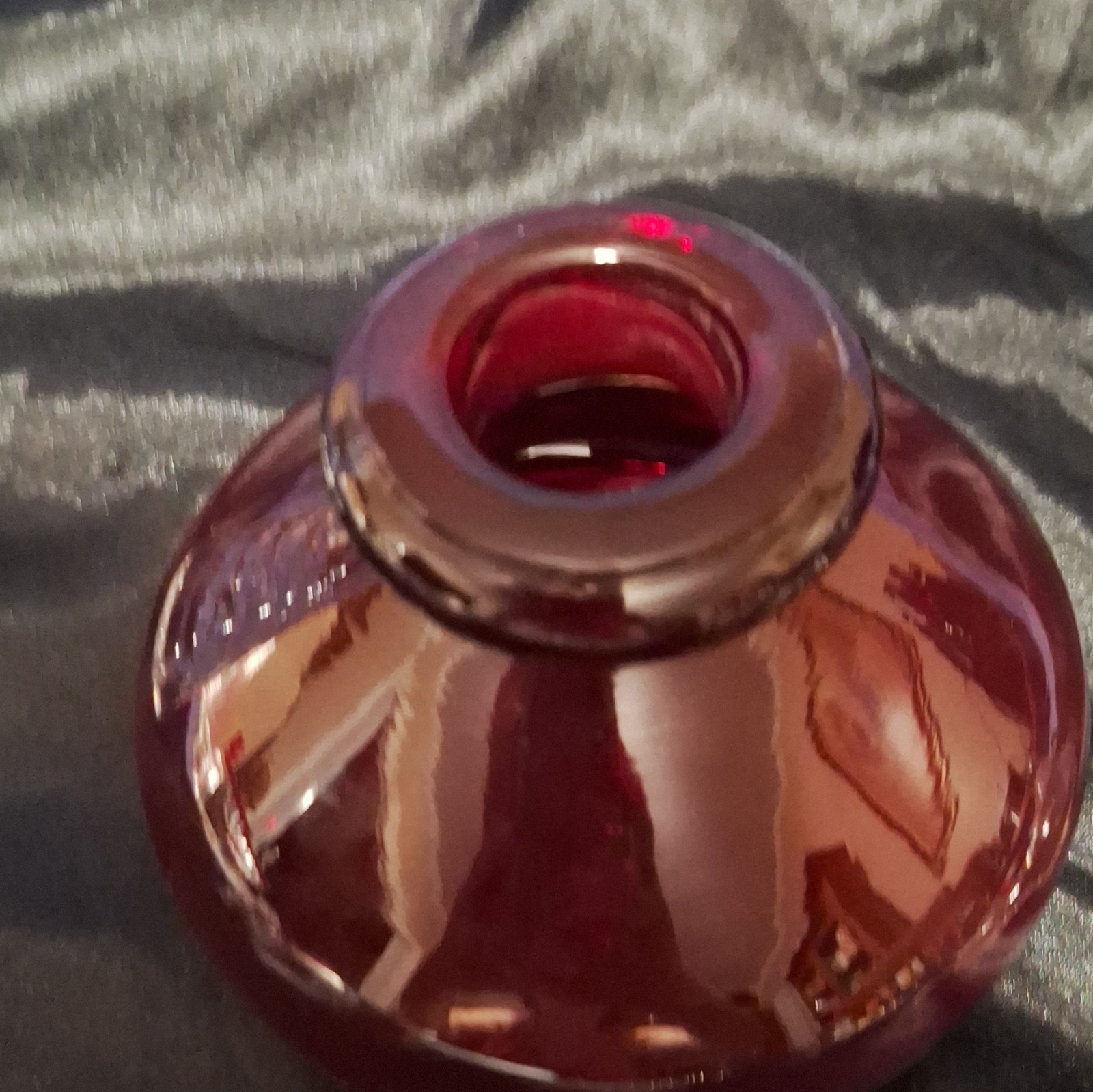 vtg Ruby Red & Clear Solid Glossy Glass Perfume Bottle with Stopper 5 in