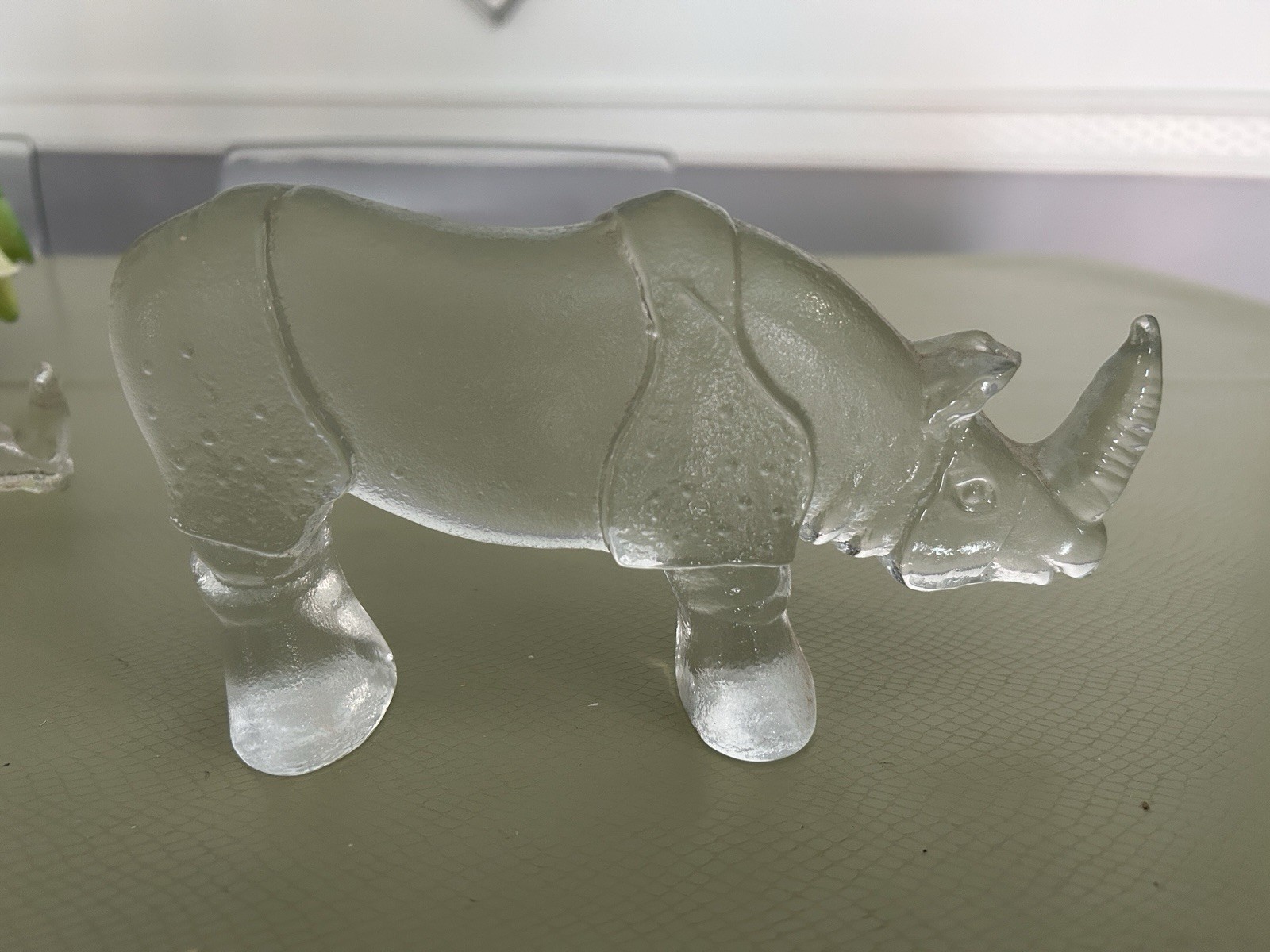 Two Kosta Boda Art Glass Rhinoceros Bertil Vallien Zoo Series Sweden