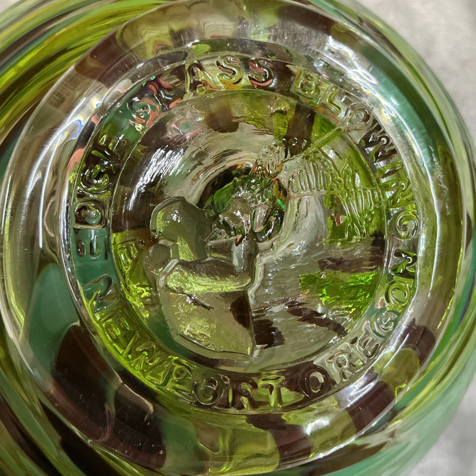 Hand Blown Glass Ball Float signed Edge Glass Blowing Newport Oregon Ocean Beach