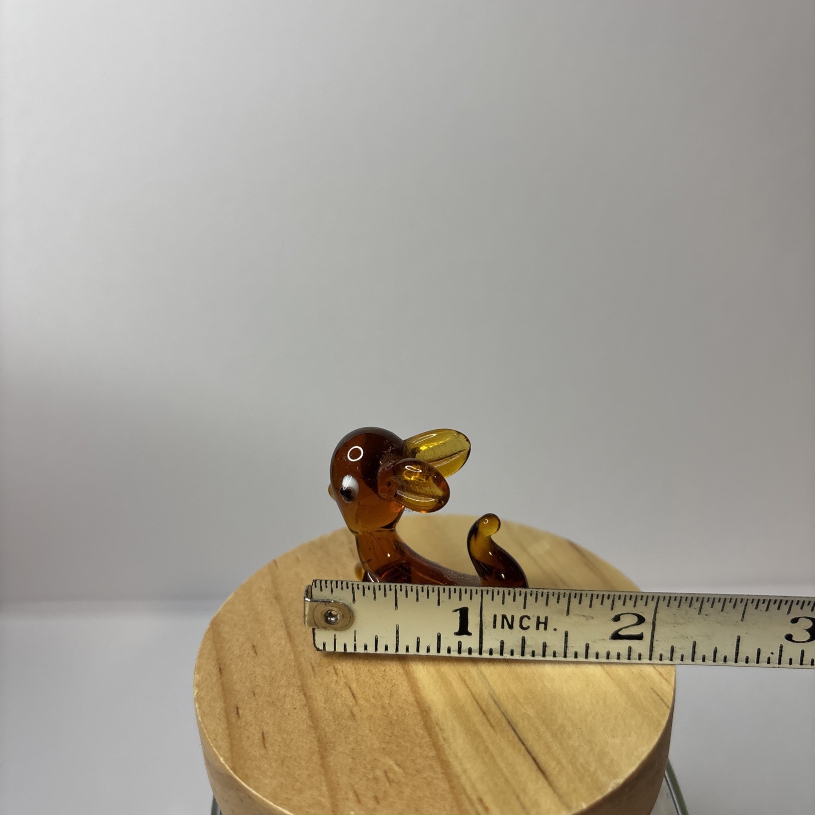 Vintage MCM Hand Blown Amber Glass Bambi Deer Fawn Animal Figurine Purple Eyes