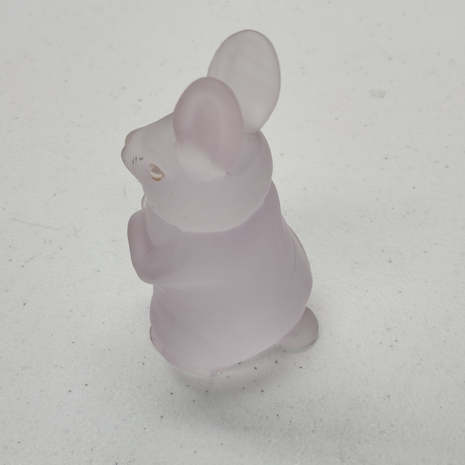Vintage Pink Frosted Glass Bunny Figurine | Satin Glass Easter Rabbit 5″ Decor