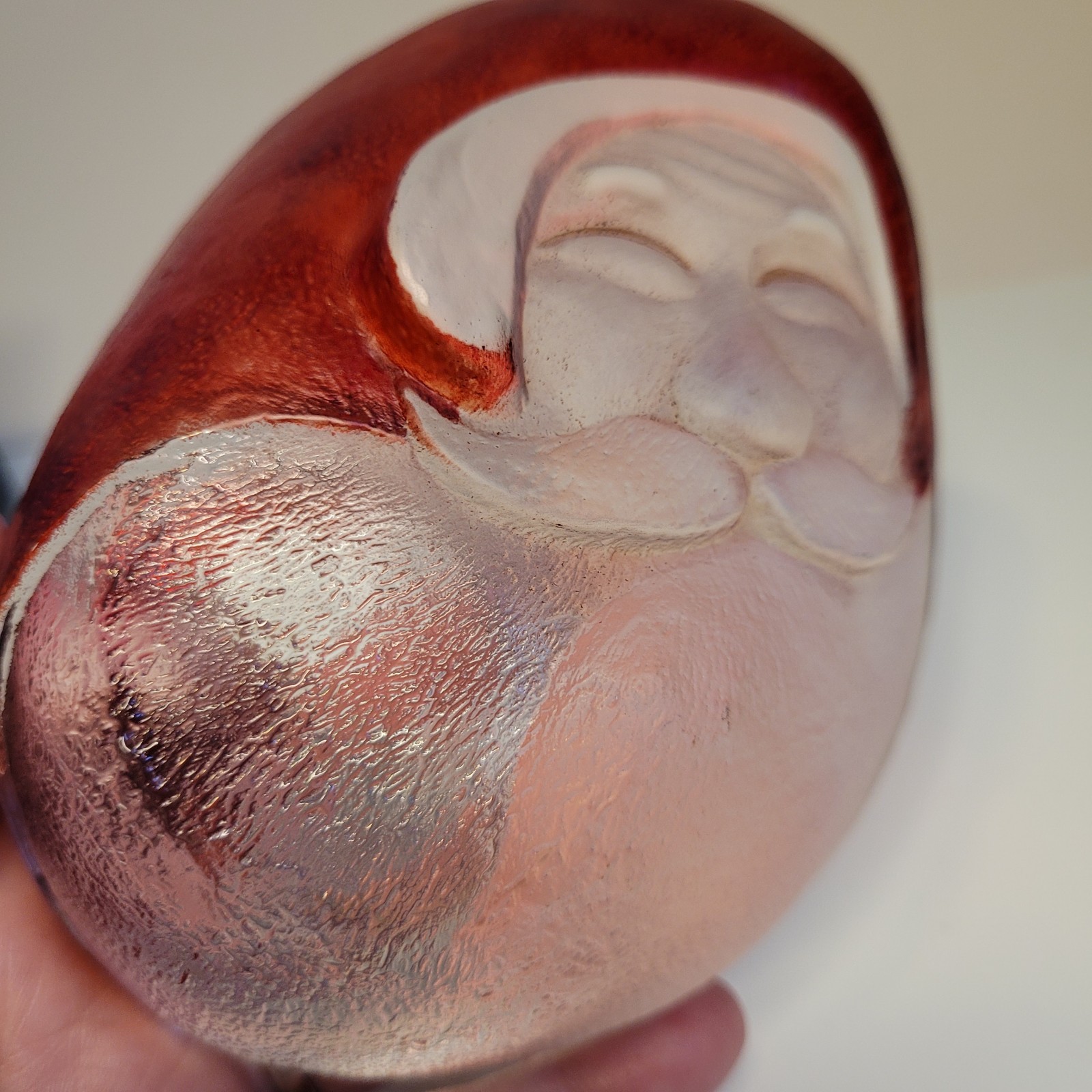Matt Jonasson Crystal Santa Candle Holder Swedish Paperweight Heavy See Descript