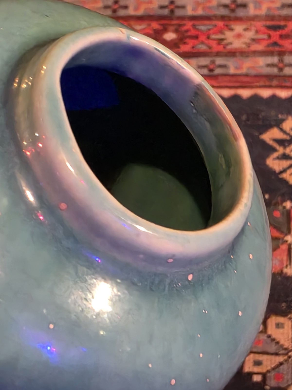 2 Vintage Pisgah Nelson Turquoise Vase Arts Crafts Pottery Signed NC Beautiful