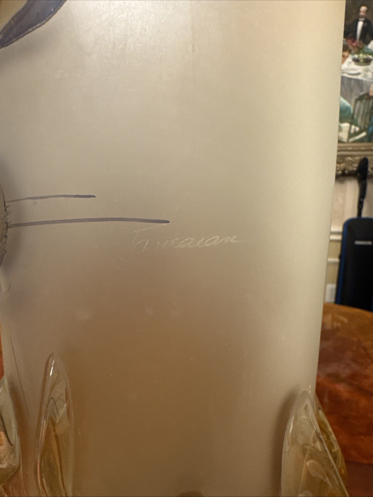 Signed Ioan Tamaian Studio Art Glass Vase Frosted Sculptural Flame Base Romania