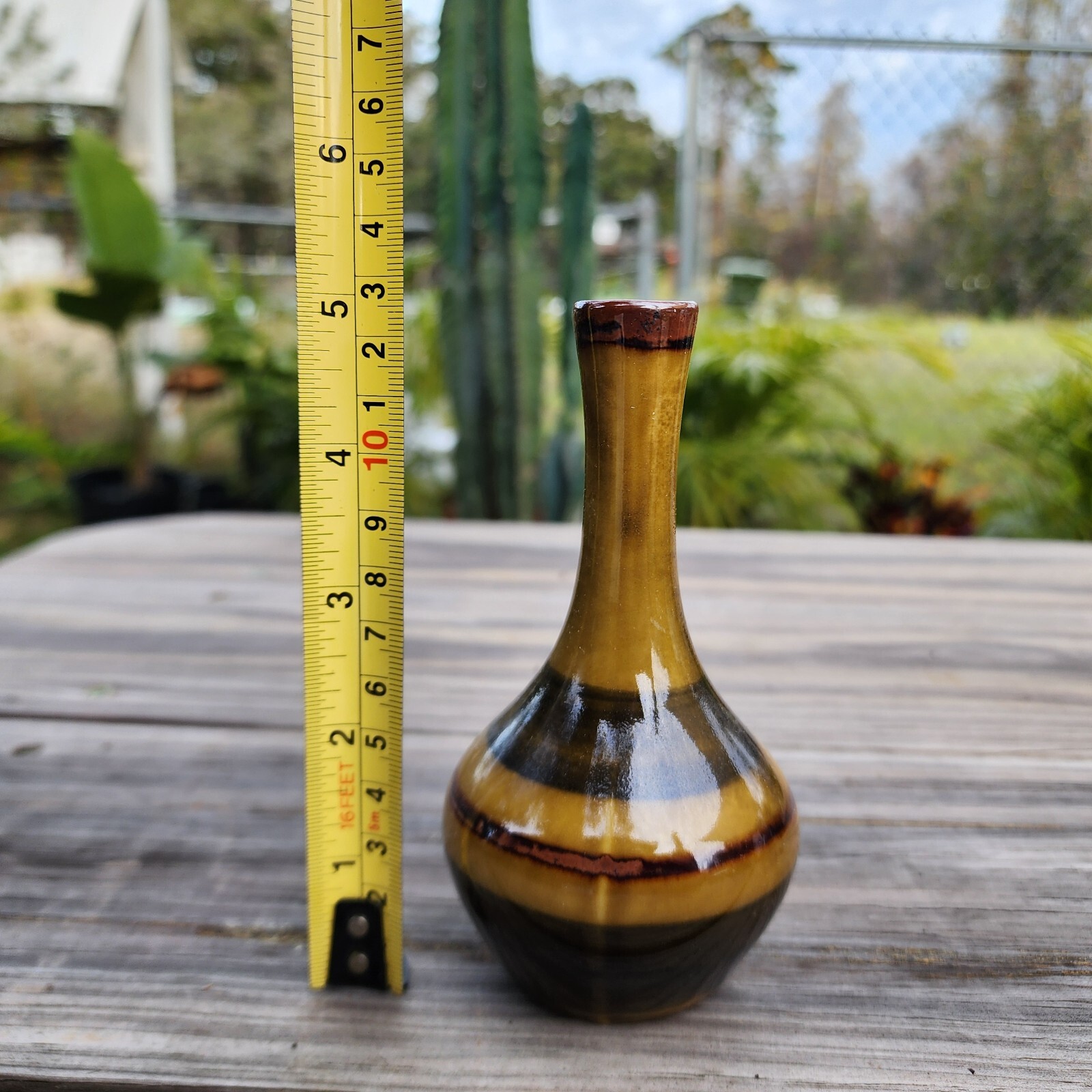 Vintage Bud Vase OMC? Japan Small Mid-century modern Art Pottery Vase 5″
