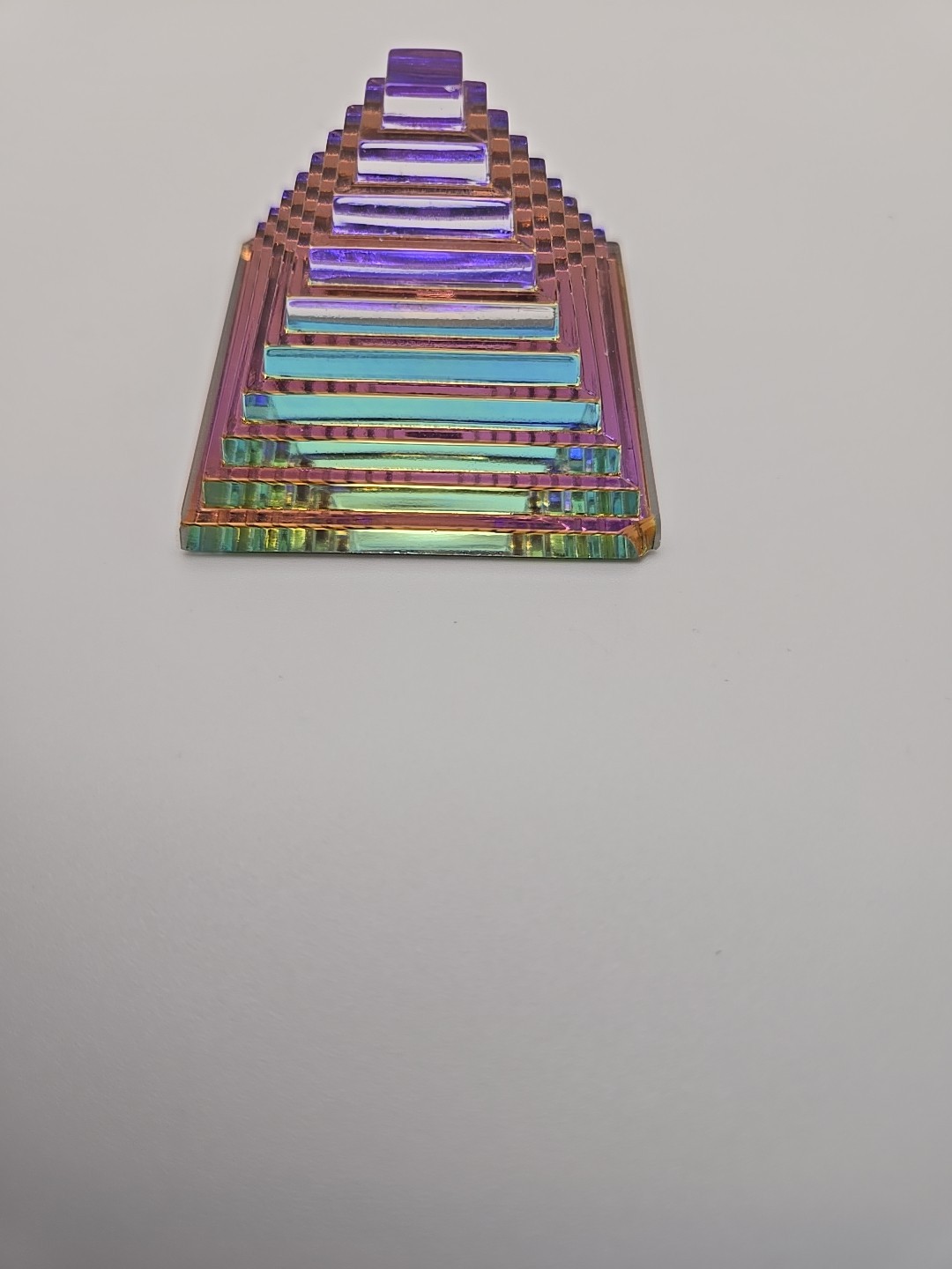 Vintage Rainbow Crystal/glass Pyramid Prism Paper Weight Very Pretty Tiny Chips