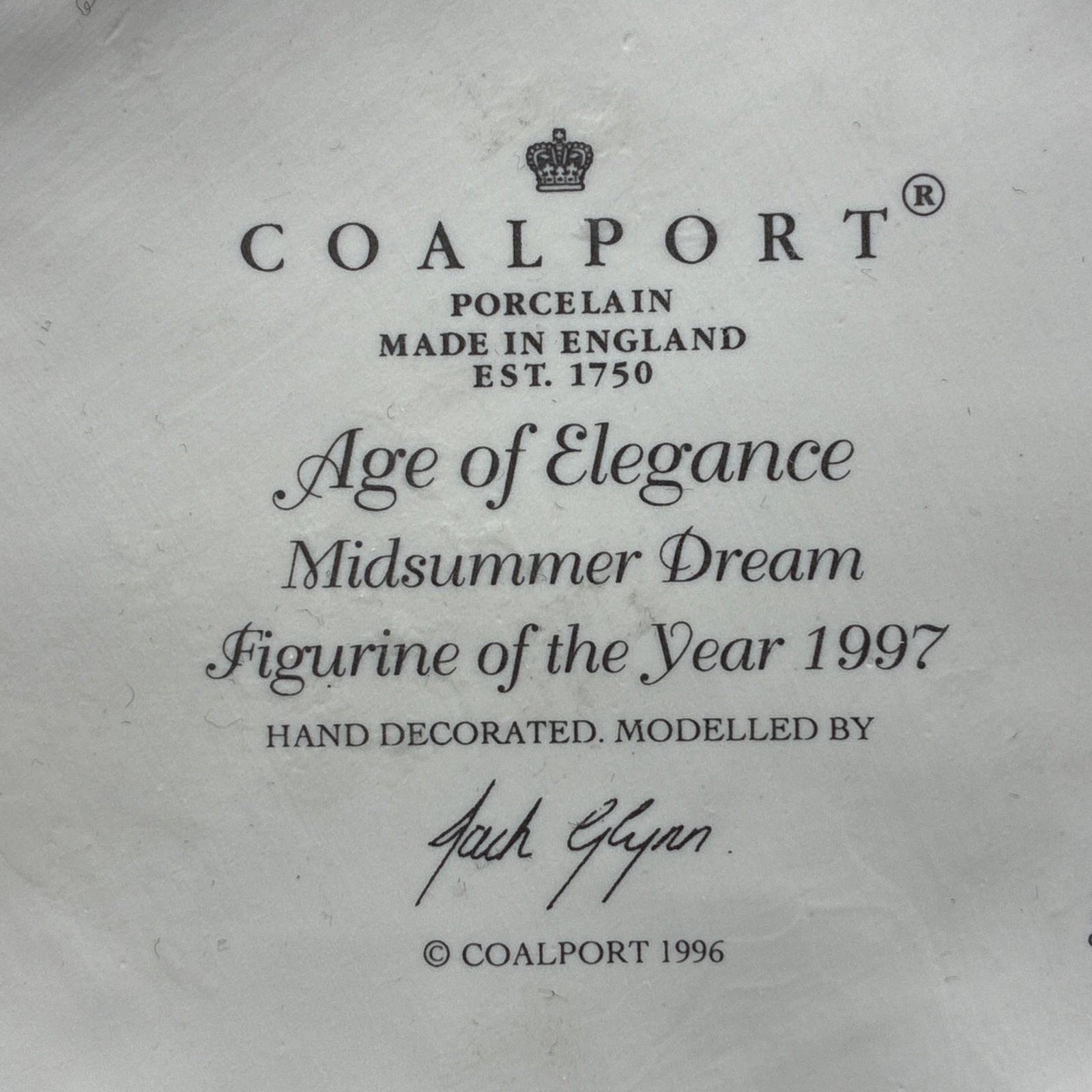 Coalport “Midsummer Dream” Figurine – Age of Elegance – 9” Bisque – 1997 England