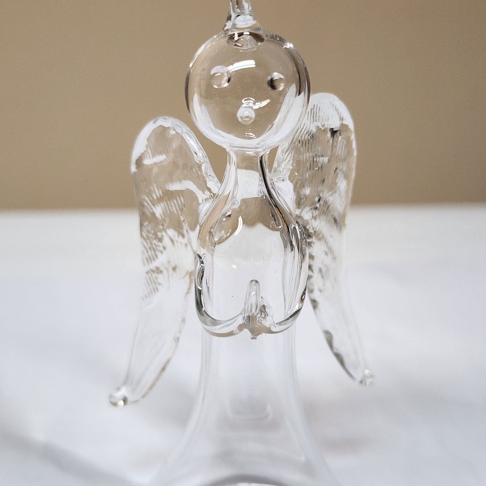 Vintage 4″ Hand Blown Art Glass Parise Vetro Italy Clear Glass Angel Ornament