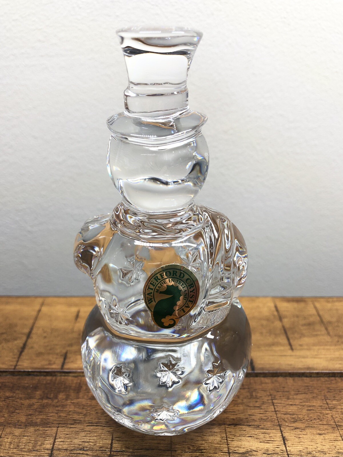 Waterford Crystal Christmas Holiday SNOWMAN SCULPTURE Figurine Paperweight MINT